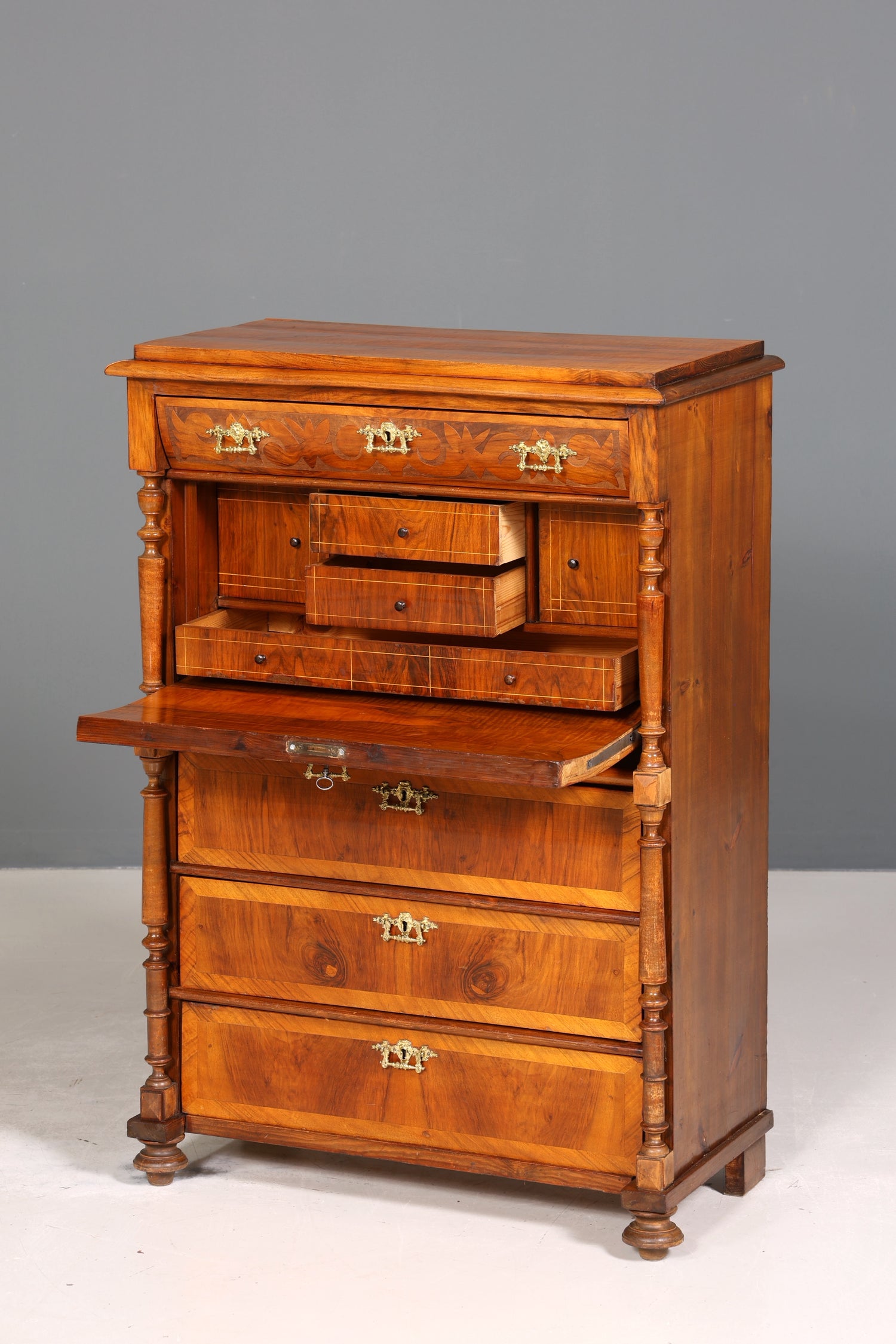 Edler Gründerzeit Sekretär Vertiko Highboard Louis Philippe Kommode um 1880