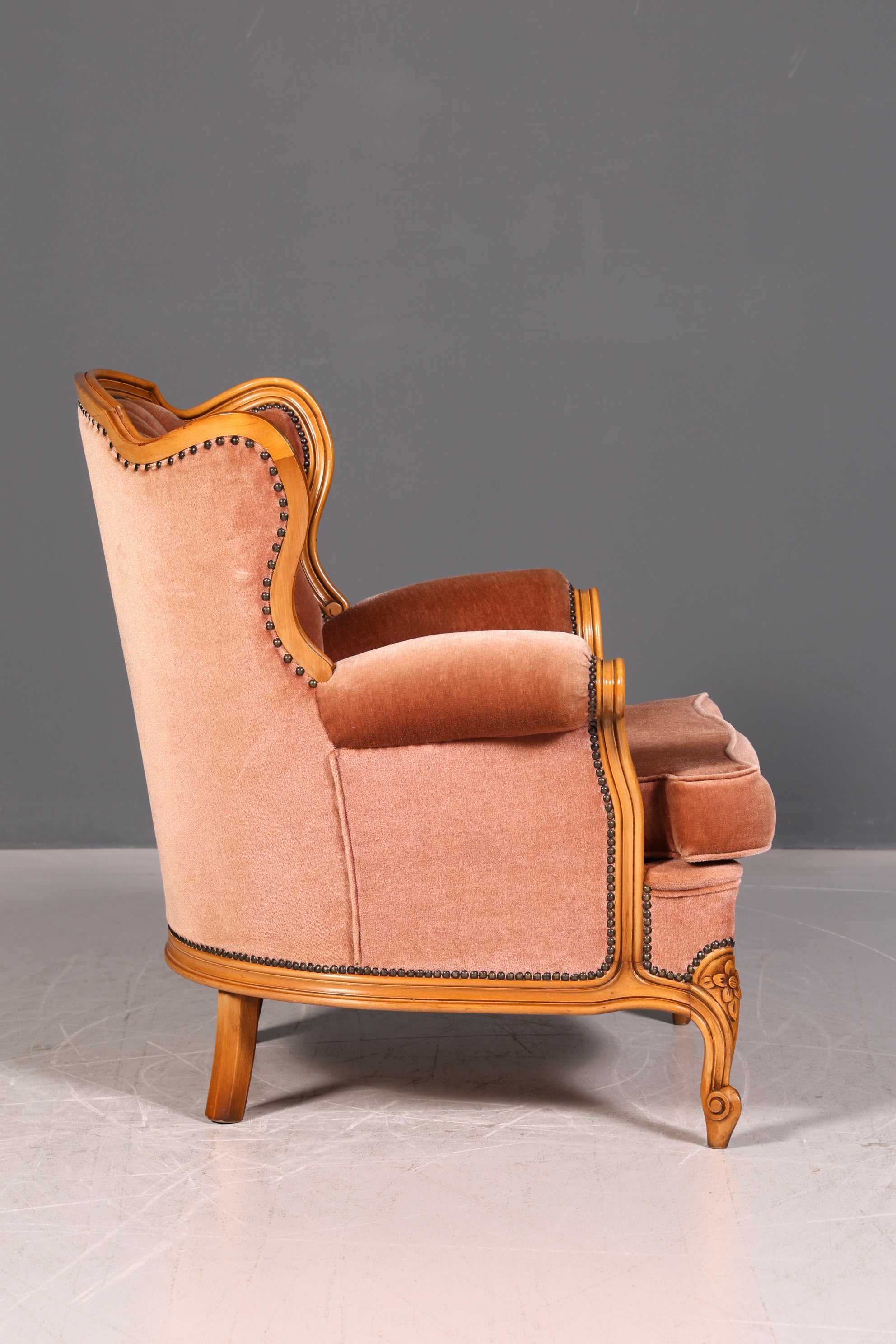 Edler Chippendale Armlehnsessel Barock Stil Samt Stoff Sessel Armchair Rococo Antik 2 von 4