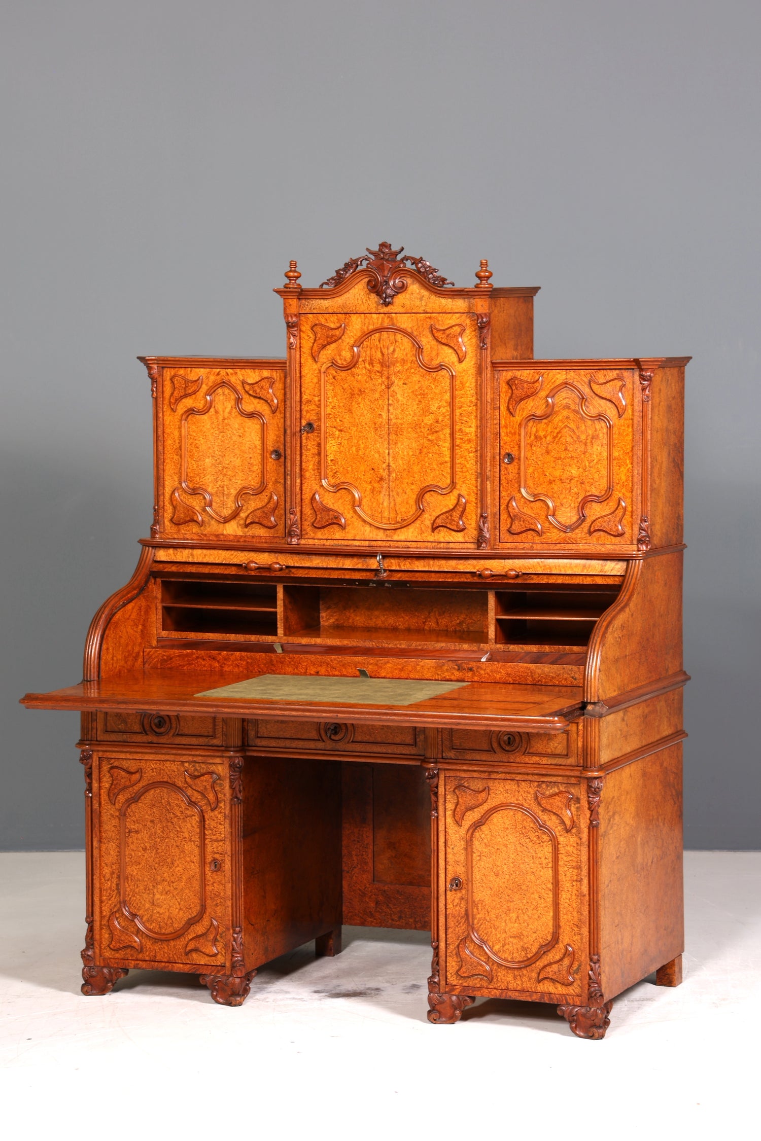 Beeindruckender Louis Philippe Sekretär Antik Rollladen Sekretär Schreibtisch Nussbaum Aufsatzsekretär