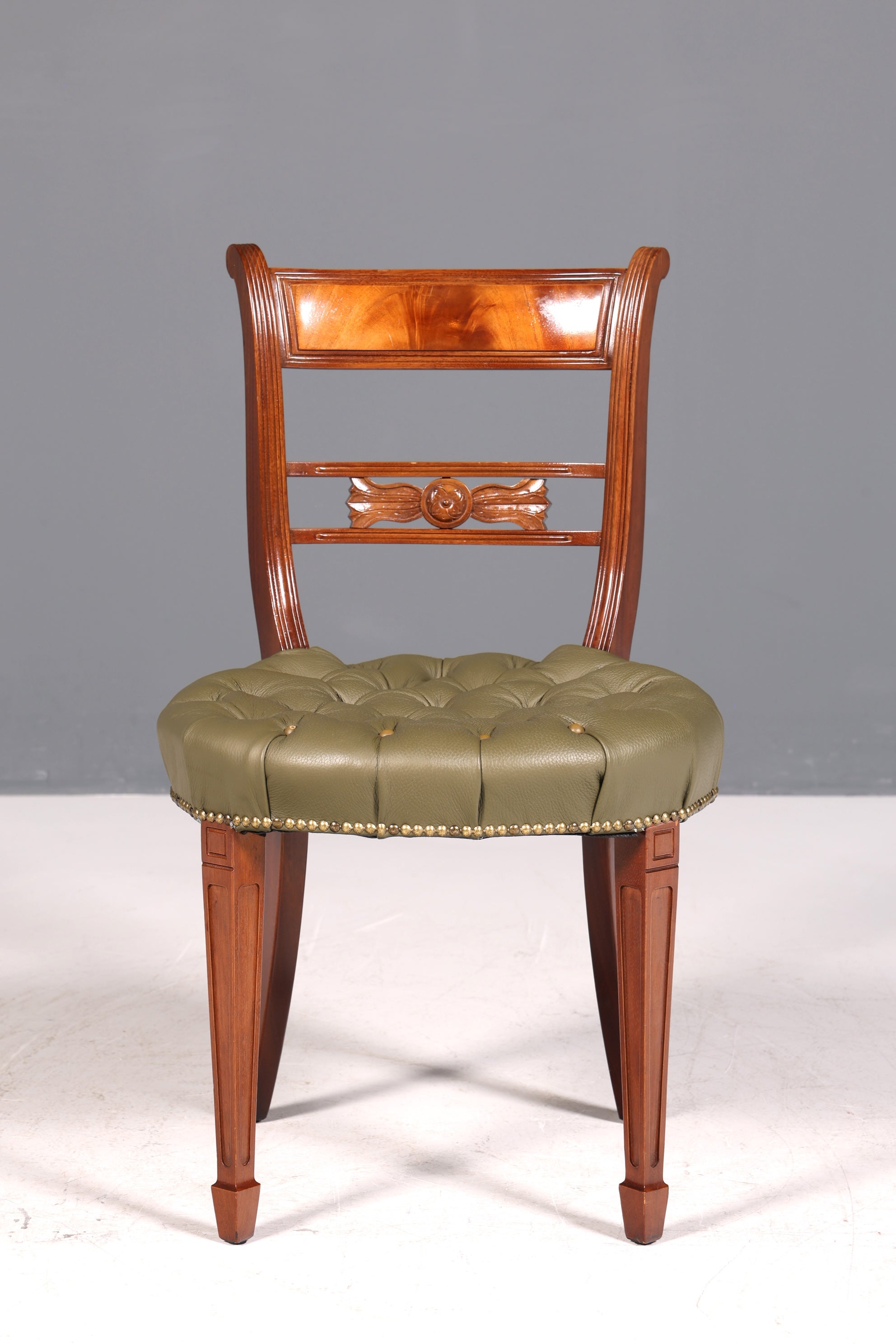 Wunderschöner Chesterfield Stuhl Anno Dom Sekretär Stuhl Englisch echt Leder Küchenstuhl 2 von 4