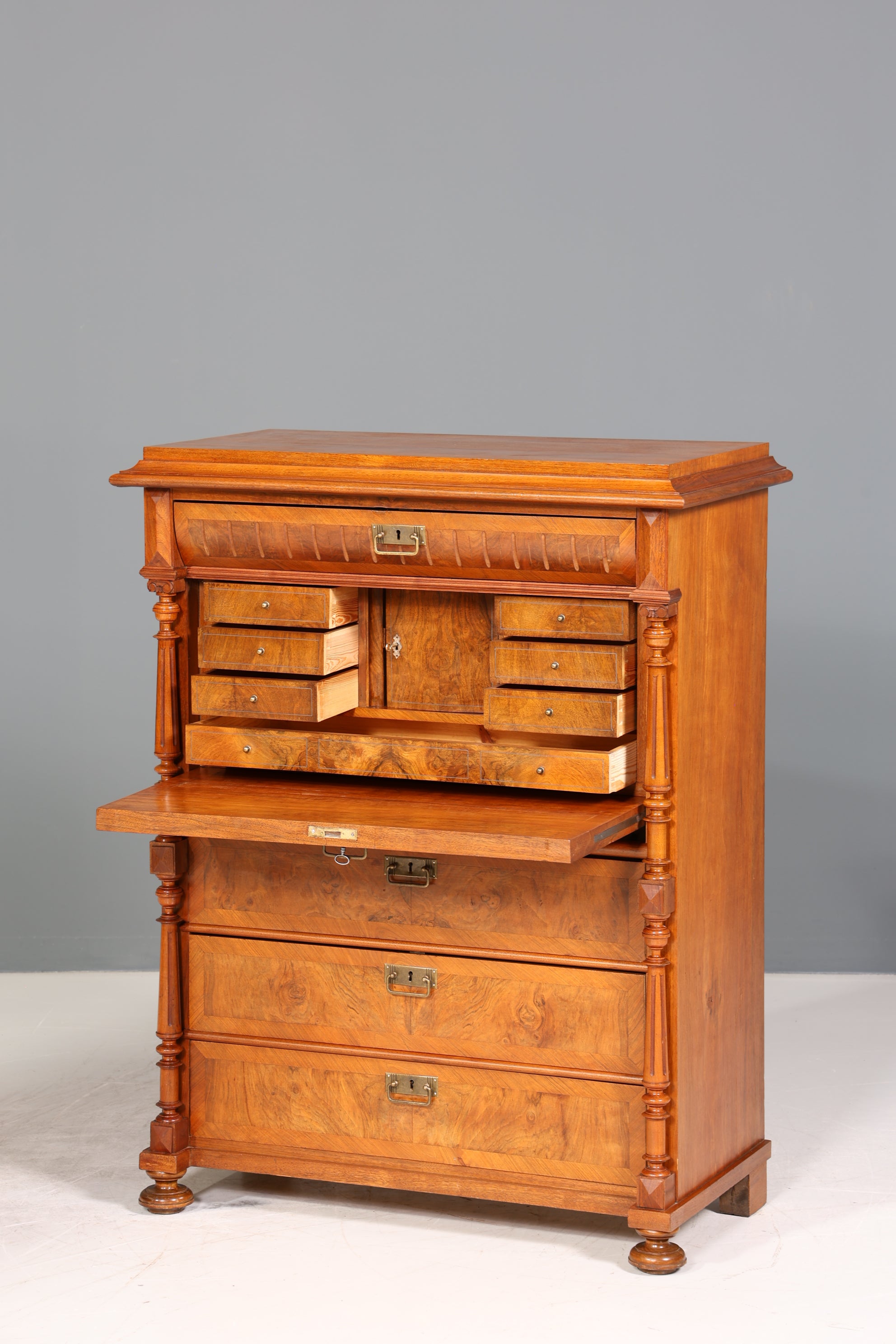 Edler Gründerzeit Sekretär Vertiko Highboard Jugendstil Kommode Schrank um 1880