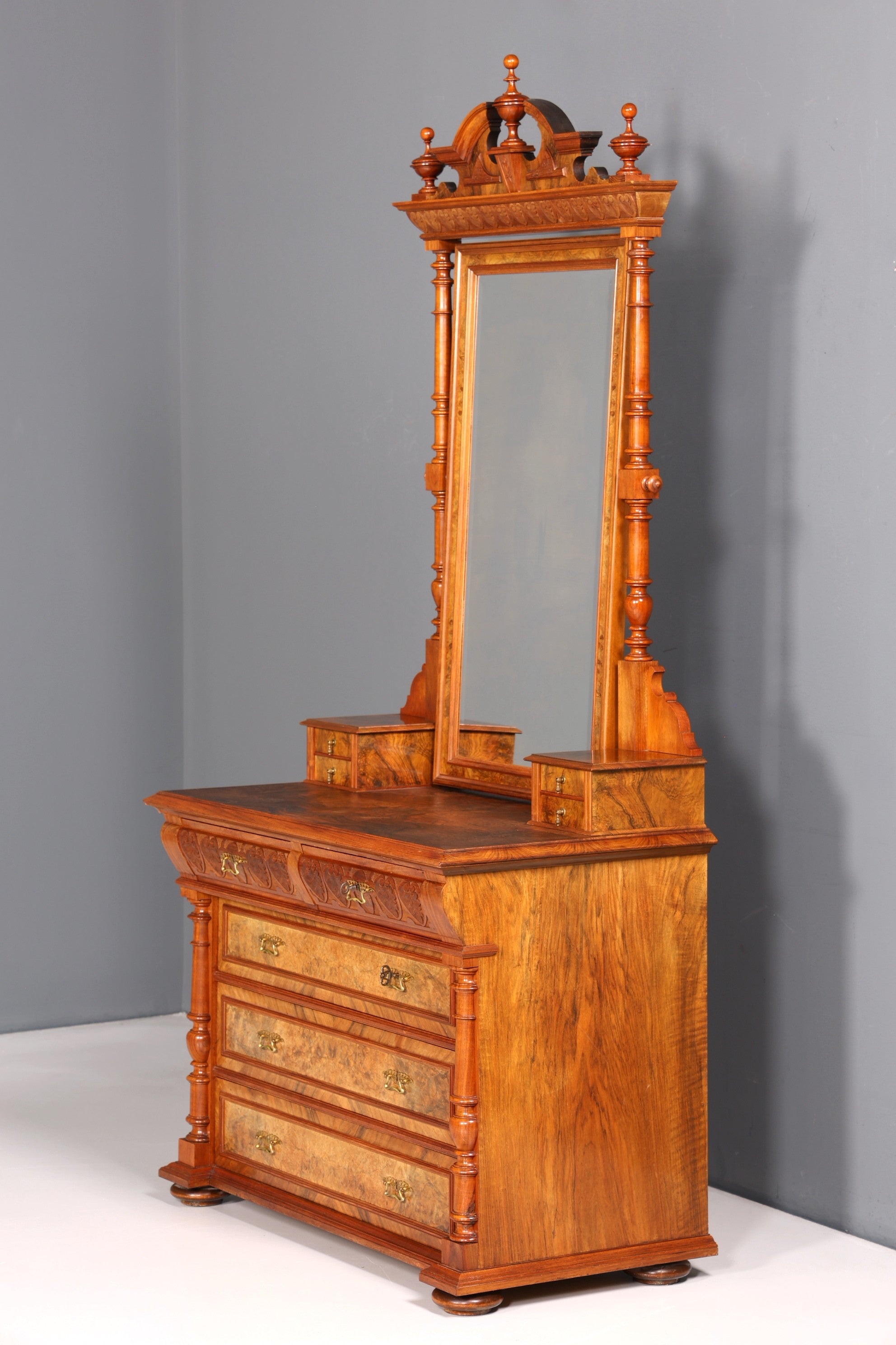 Wunderschöne Louis Philippe Kommode mit Spiegelaufsatz Gründerzeit Frisierkommode Holz Schrank Antik Flurschrank um 1880
