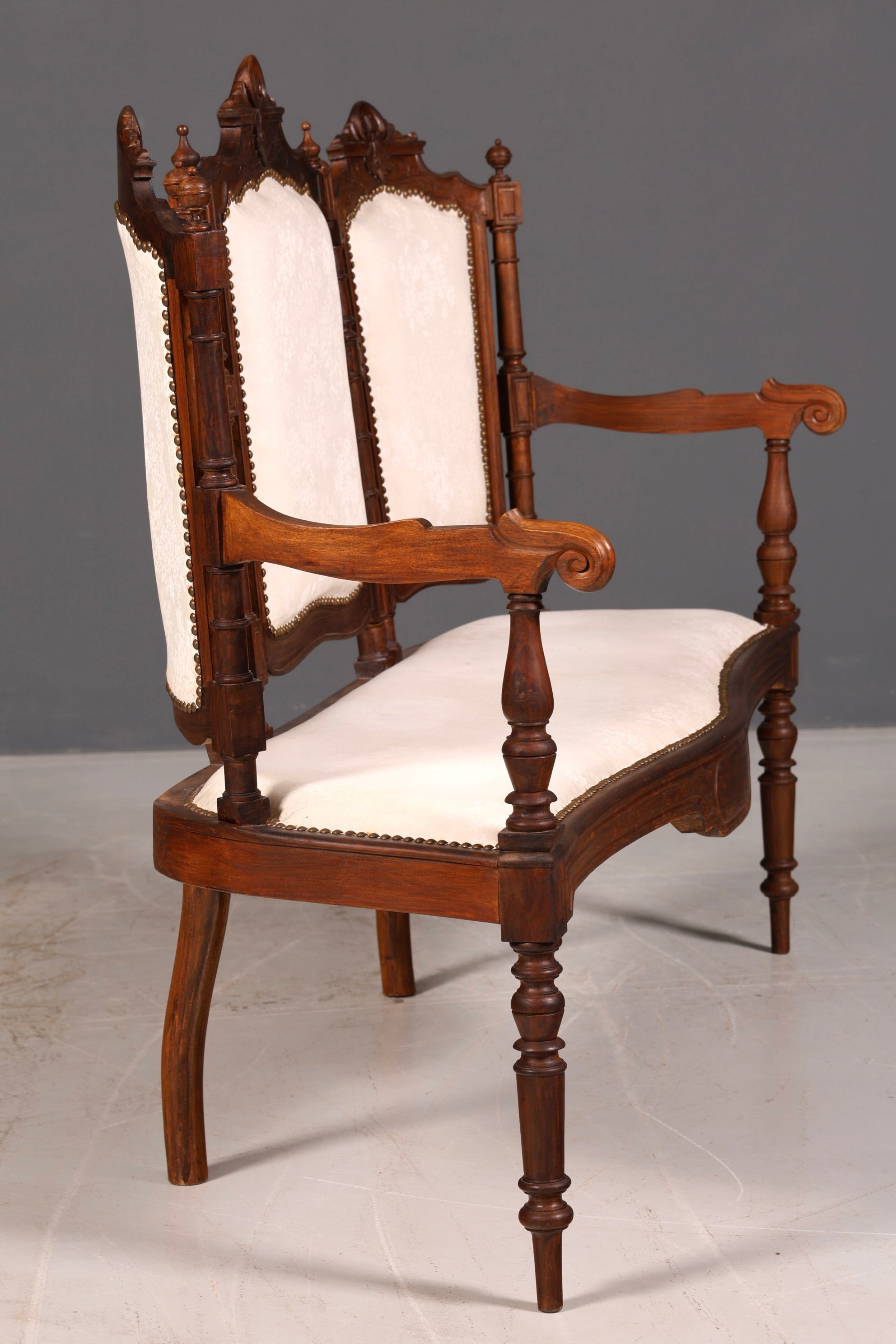 Elegant Neo-Renaissance bench, antique Gründerzeit sofa, upholstered bench, salon bench, bench