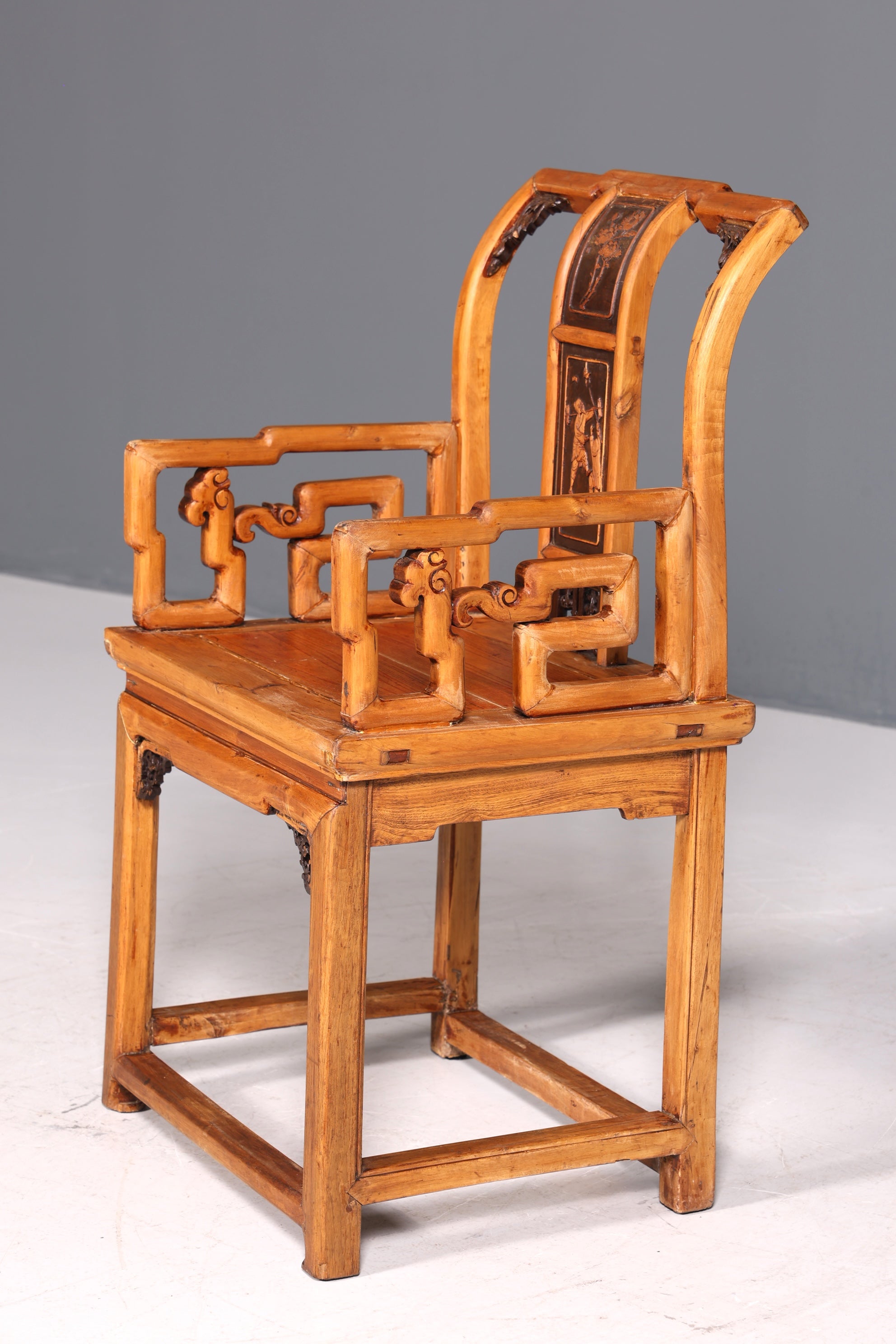 Wunderschöner Chinesischer Armlehnstuhl Stuhl China Ming Stil Qing Dynastie Holzstuhl Asiatische Antik Sekretär Stuhl