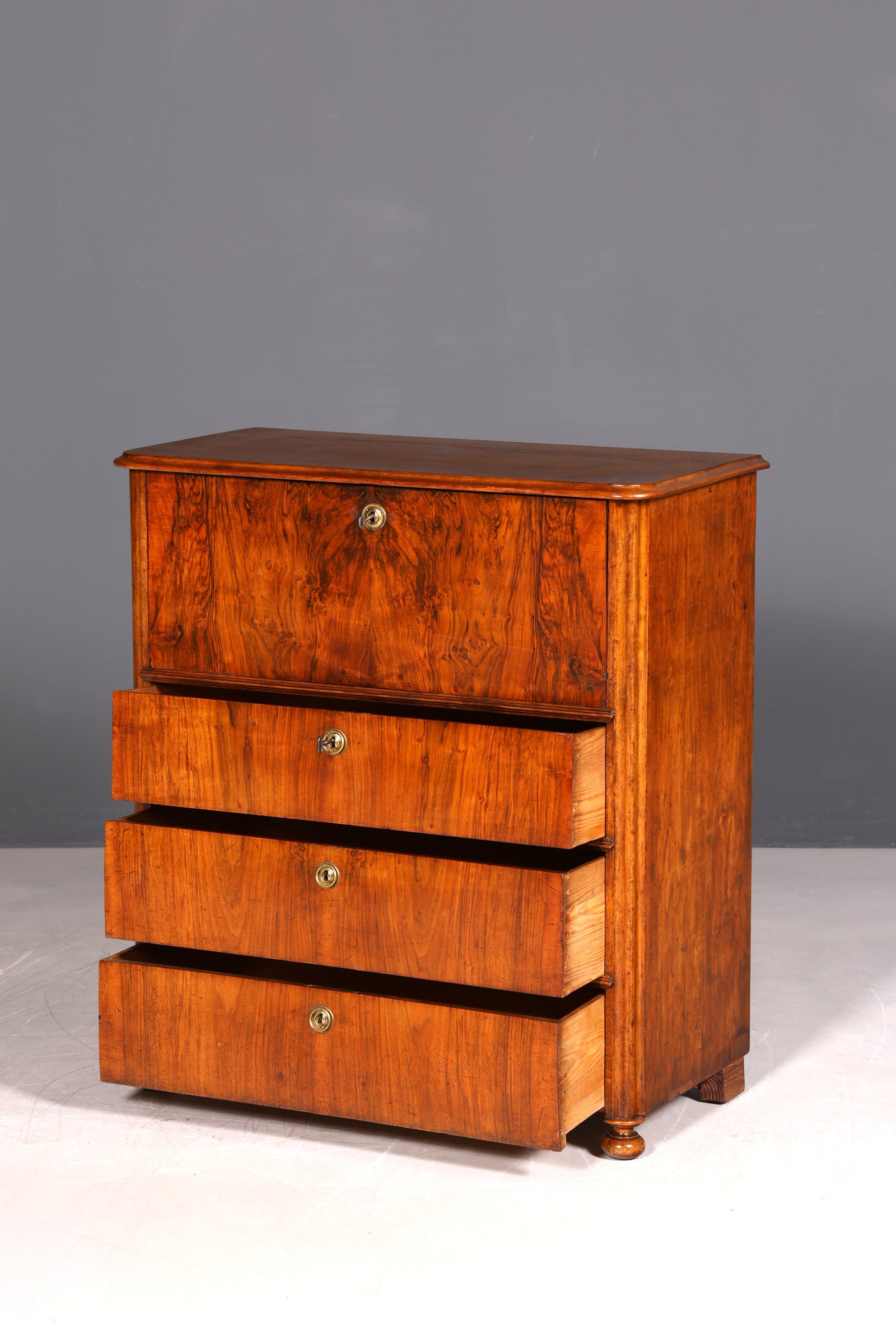 G107 Finish cm Wunderschöner Gründerzeit Sekretär Vertiko Highboard Louis Philippe Kommode um 1880