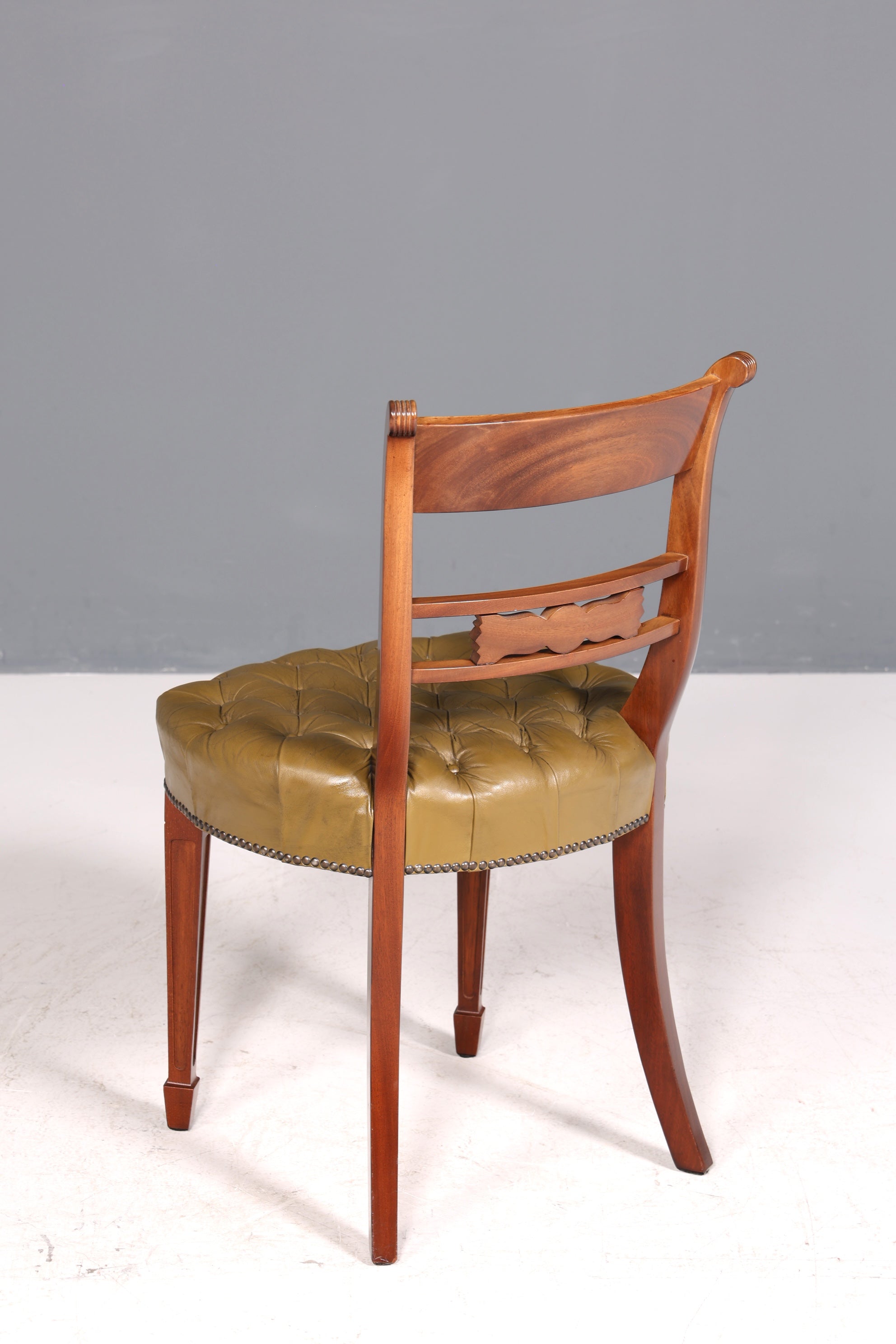 Wunderschöner Chesterfield Stuhl Anno Dom Sekretär Stuhl Englisch echt Leder Küchenstuhl 4 von 4