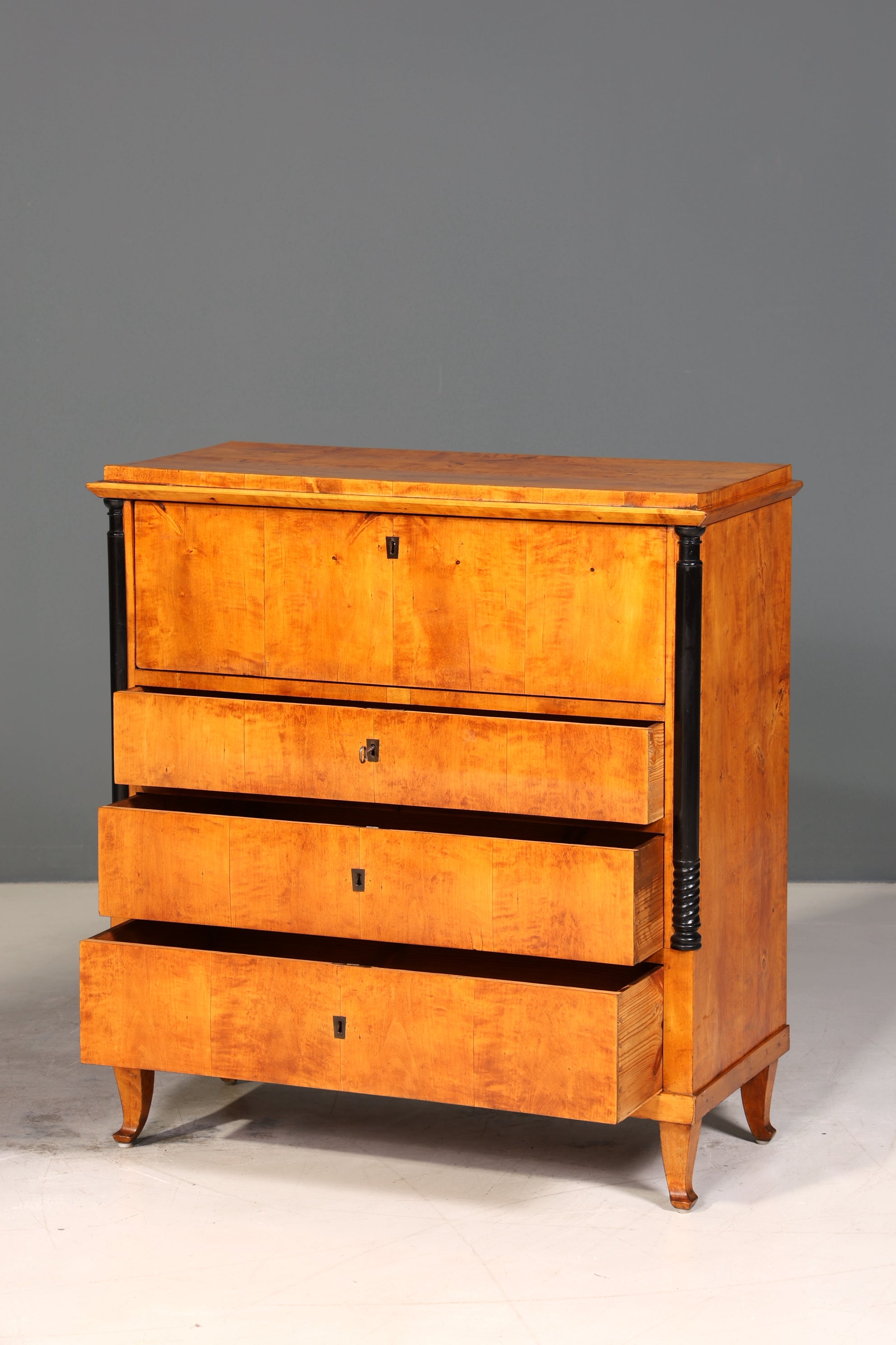 Wunderschöner Original Biedermeier Sekretär um 1860 Kommode Antik Bürokommode Englisch Säulen
