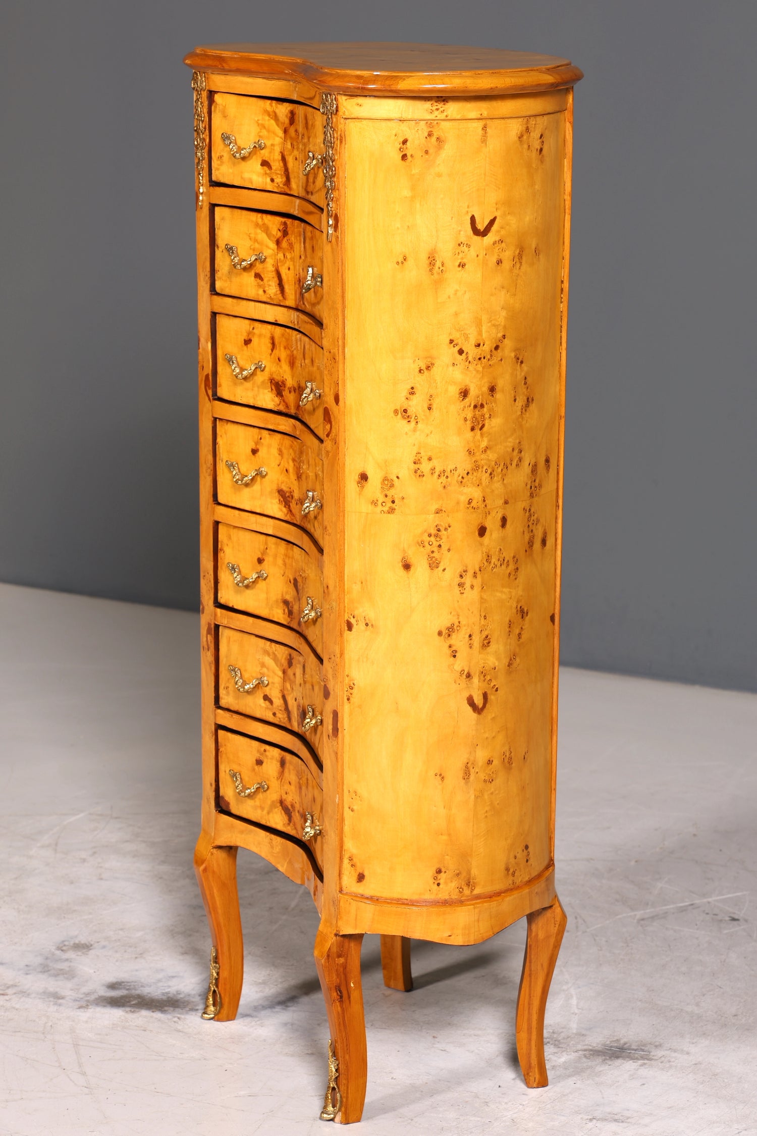 Wunderschöne Barock Louis XV Highboard Kommode Birke Vertiko Biedermeier Stil Schubladenkommode