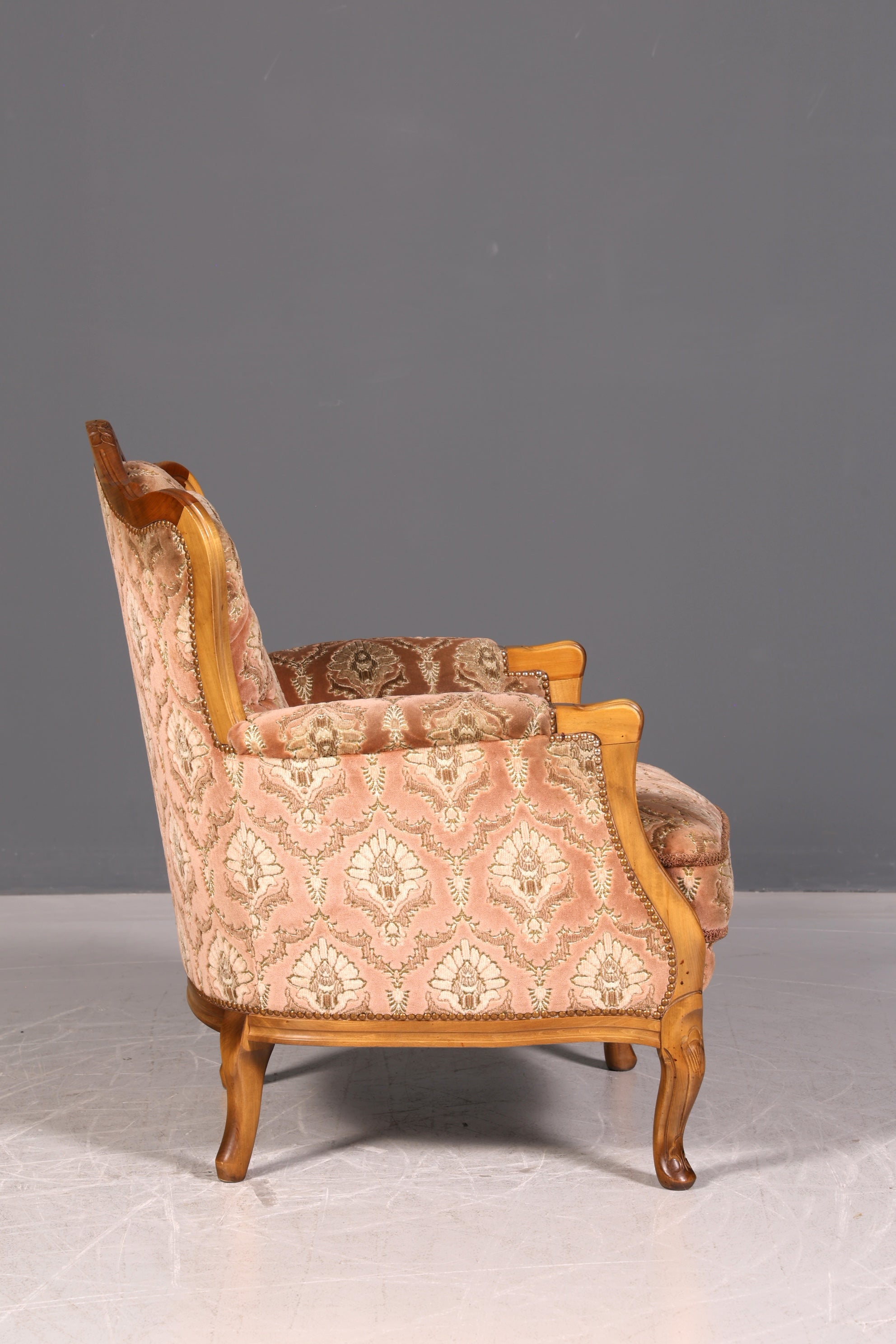 Edler Chippendale Armlehnsessel Barock Stil Sessel Samt Stoff Armchair Antik 1 von 2
