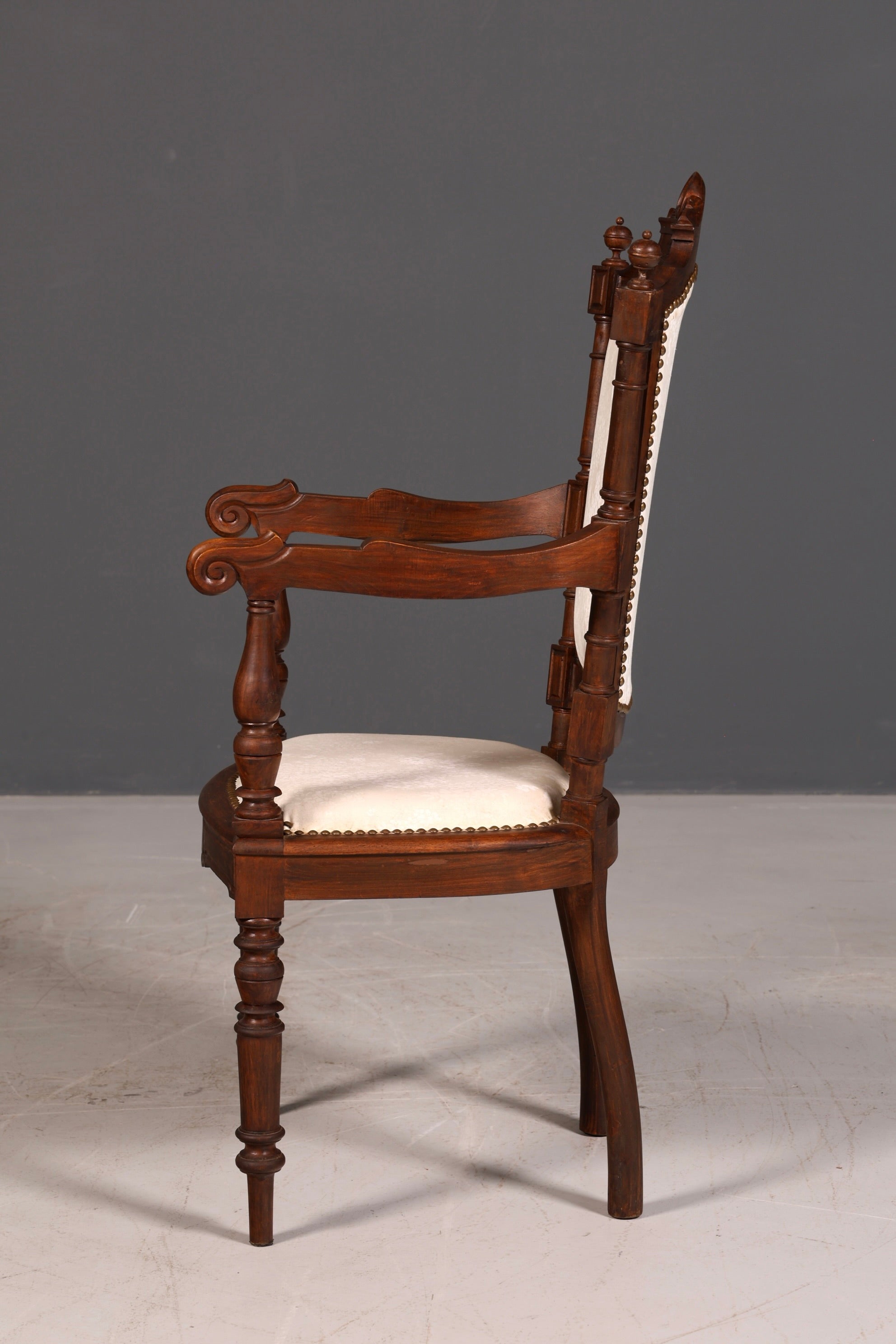 Elegant Neo-Renaissance armchair, antique chair, Gründerzeit secretary chair, desk chair, upholstered chair, 1 of 2