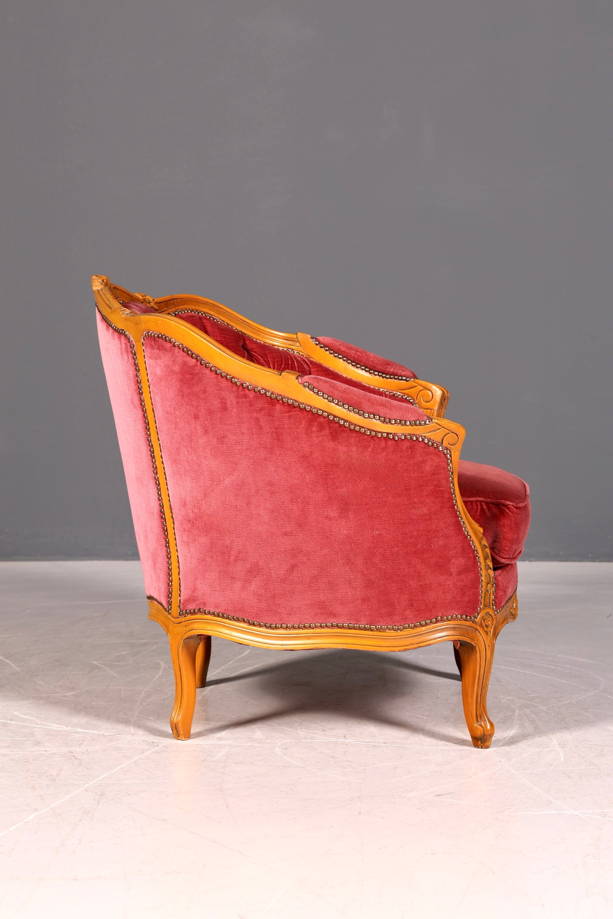 G063 Finish cm Edler Chippendale Armlehnsessel Barock Stil Sessel Armchair Samt Stoff Sessel