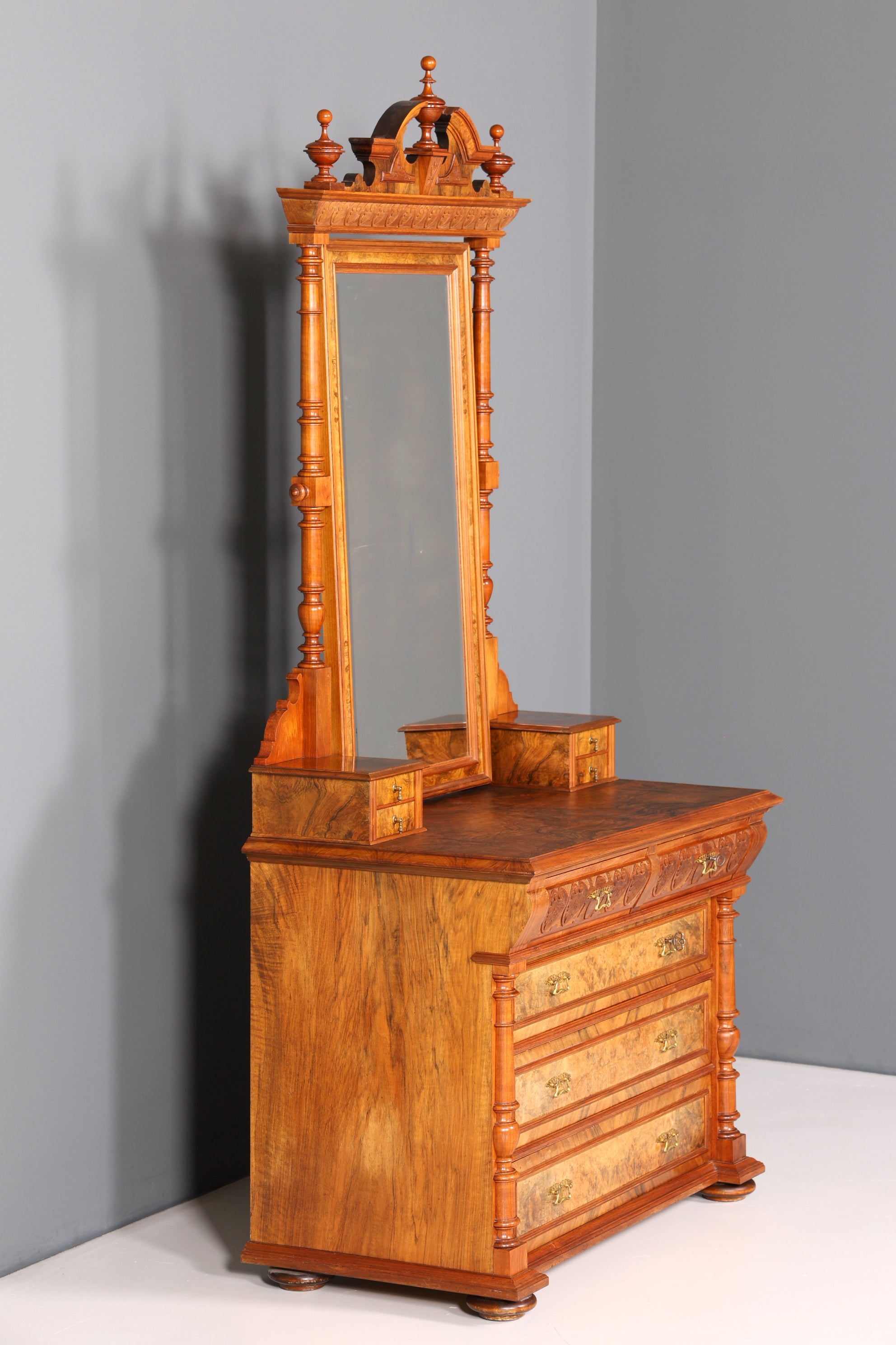 Wunderschöne Louis Philippe Kommode mit Spiegelaufsatz Gründerzeit Frisierkommode Holz Schrank Antik Flurschrank um 1880