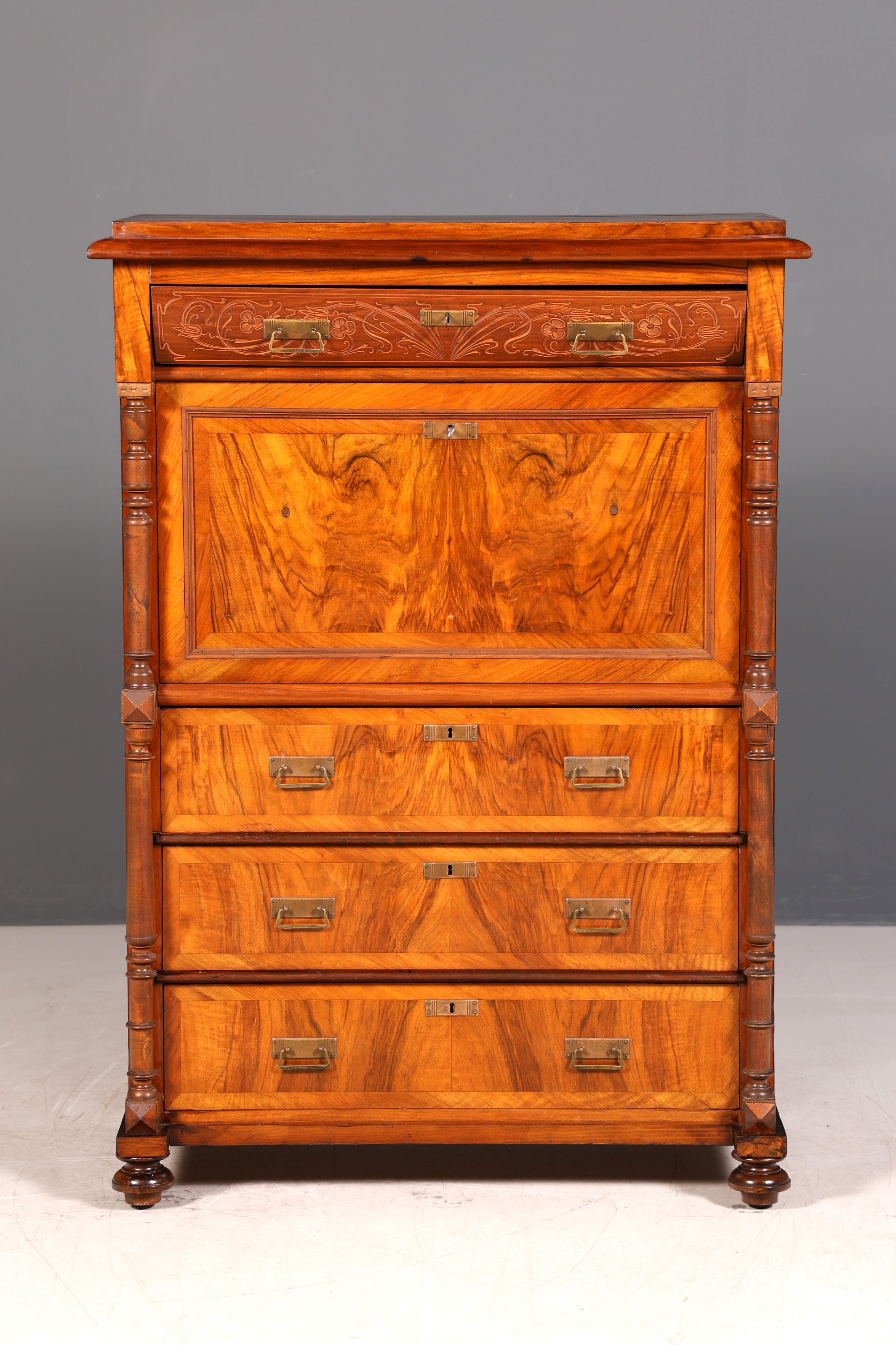 G782 Finish Wunderschöner Gründerzeit Sekretär Kommode Jugendstil Schubladenkommode Antik Vertiko (Kopie)
