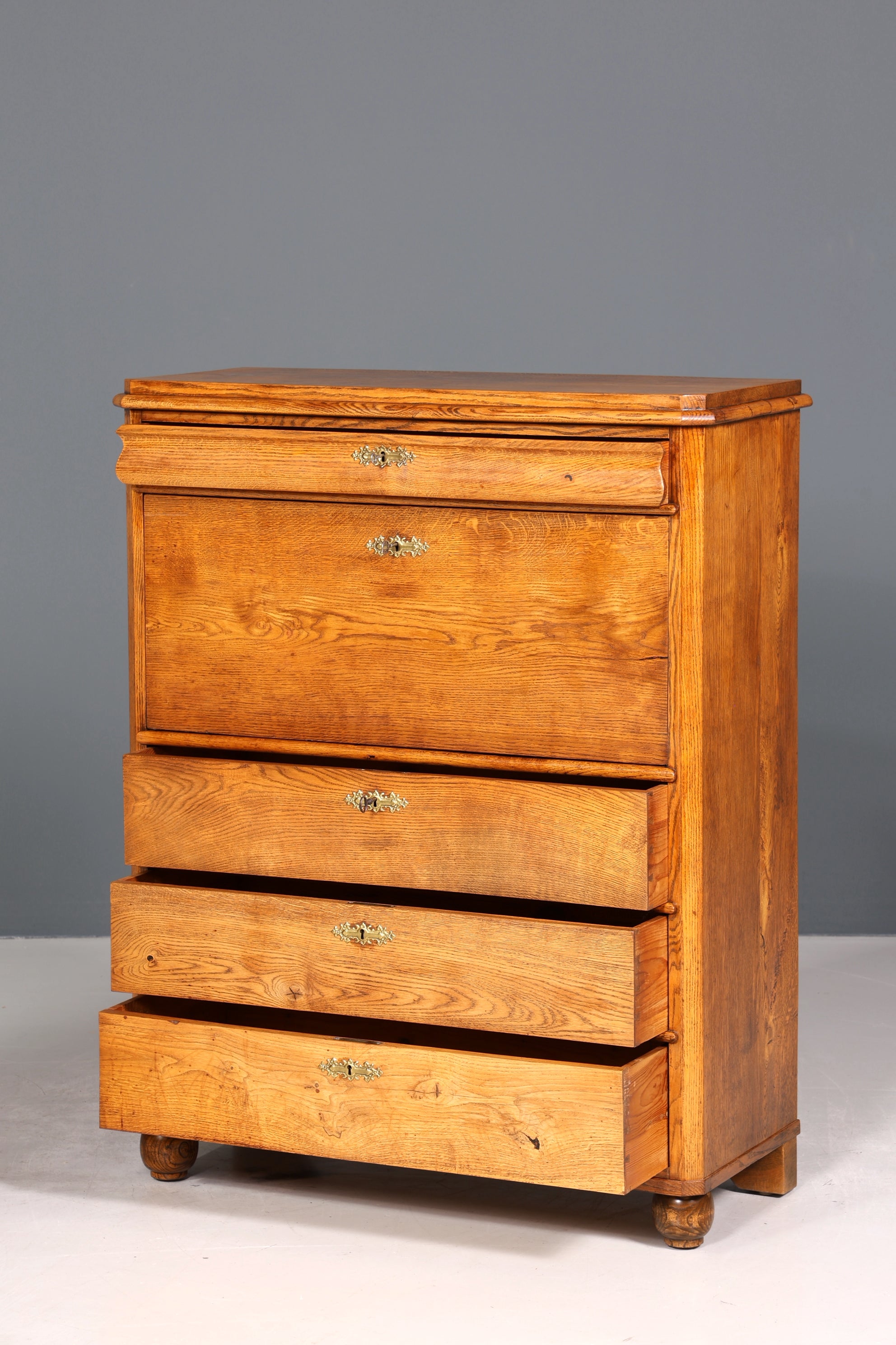 Stilvoller Biedermeier Sekretär Vertiko Louis Philippe Highboard Kommode Schubladenkommode