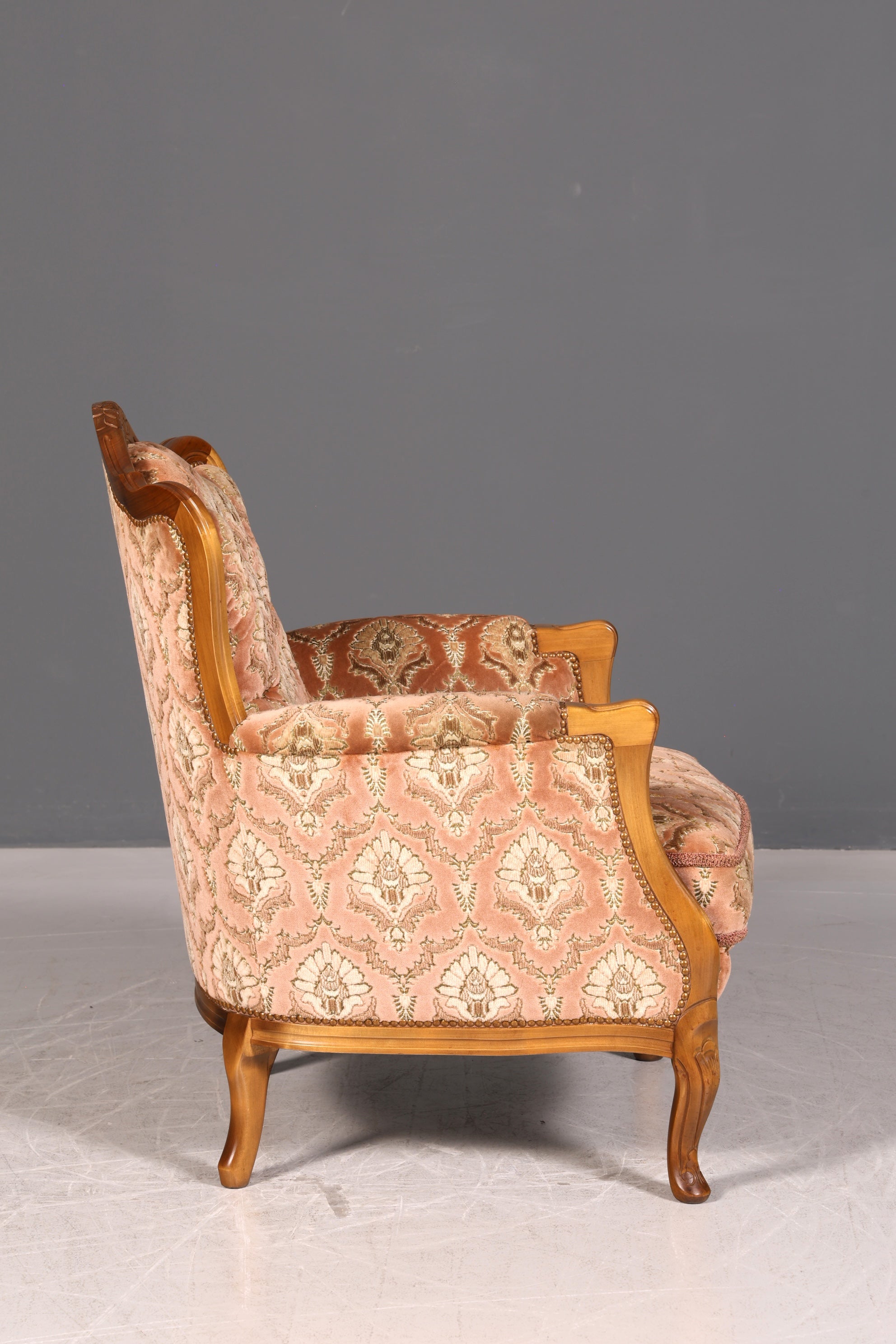 Edler Chippendale Armlehnsessel Barock Stil Sessel Samt Stoff Armchair Antik 2 von 2