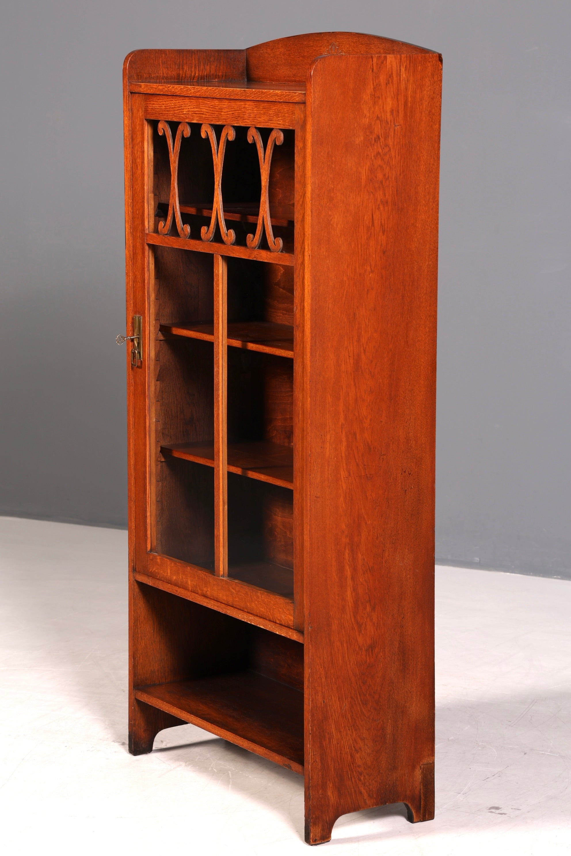 Stilvolle Jugendstil Vitrine Antike Holz Bücherschrank Eiche Antik Schrank Geschirrschrank