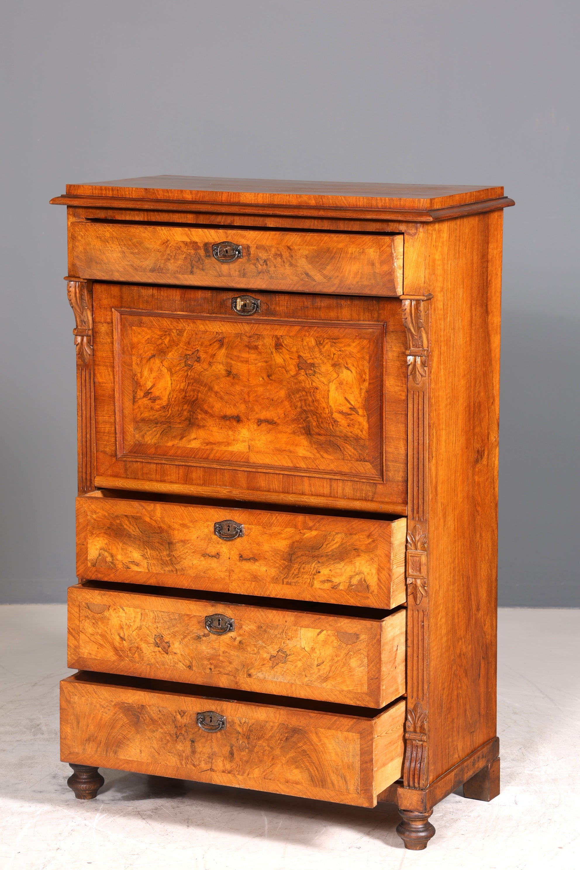 Traumhafter Gründerzeit Sekretär Vertiko Highboard Louis Philippe Kommode Sekretär Schrank um 1880