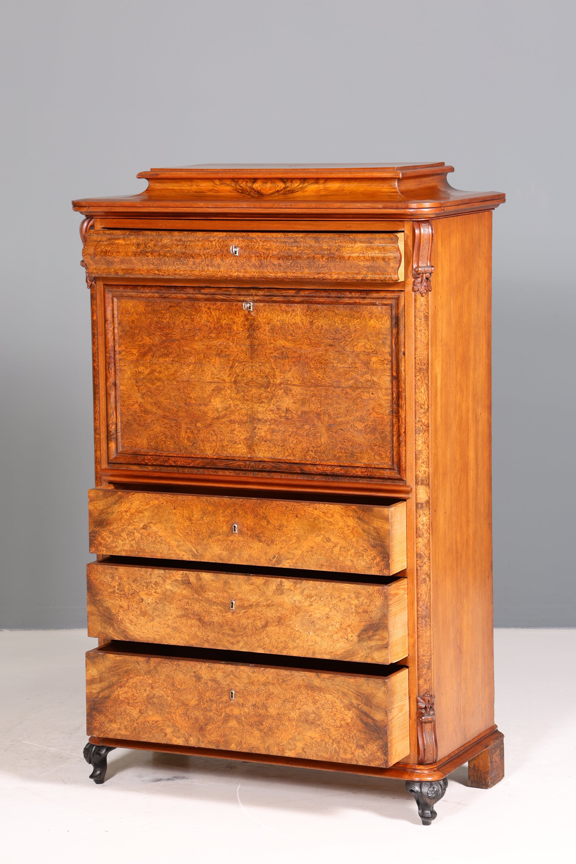 Stilvoller Louis Philippe Sekretär Vertiko Gründerzeit Kommode um 1880 Schubladenkommode