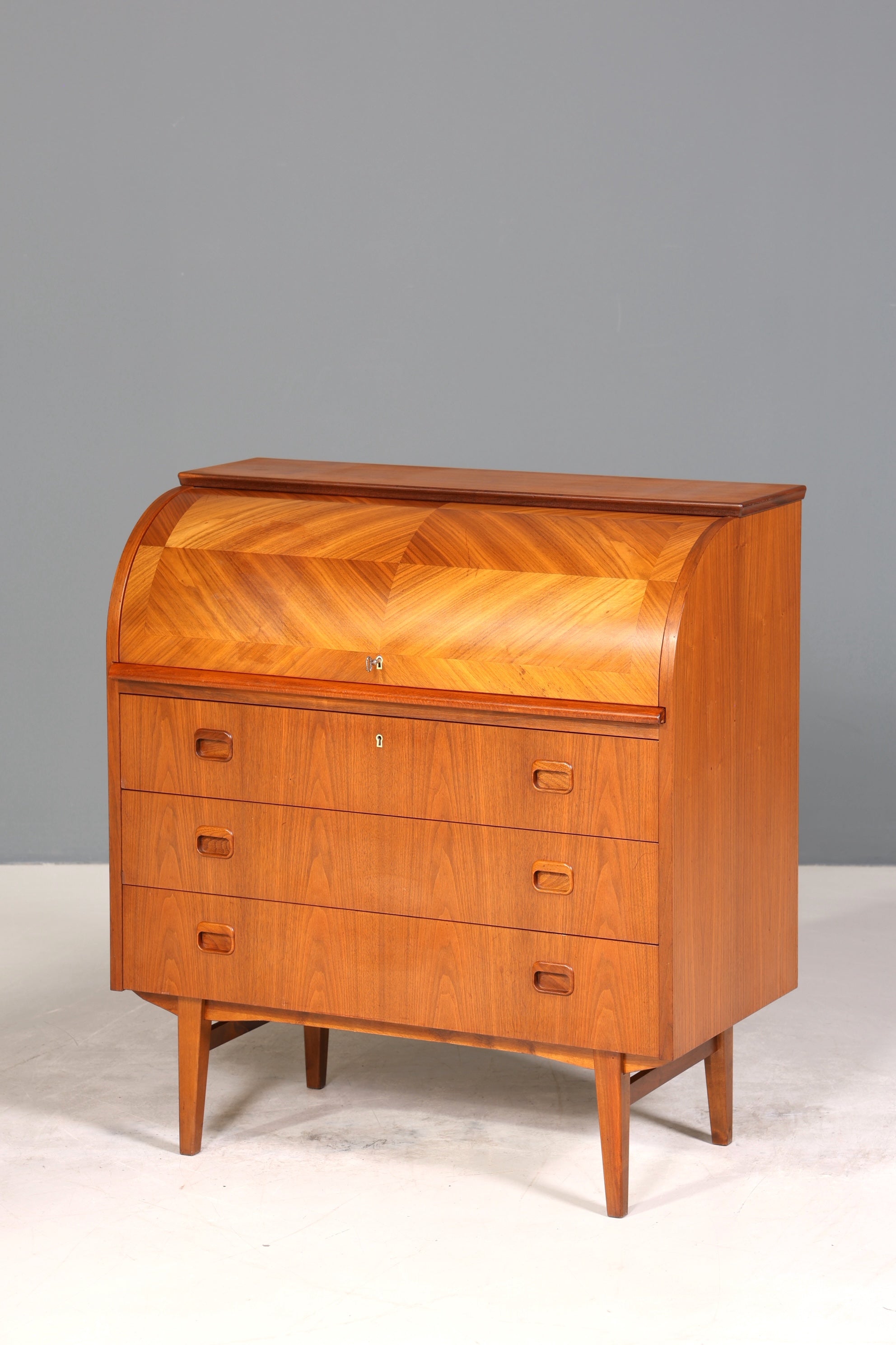 Wunderschöner Mid Century Rollladen Sekretär Danish Design echt Holz Schreibkommode 60er Jahre