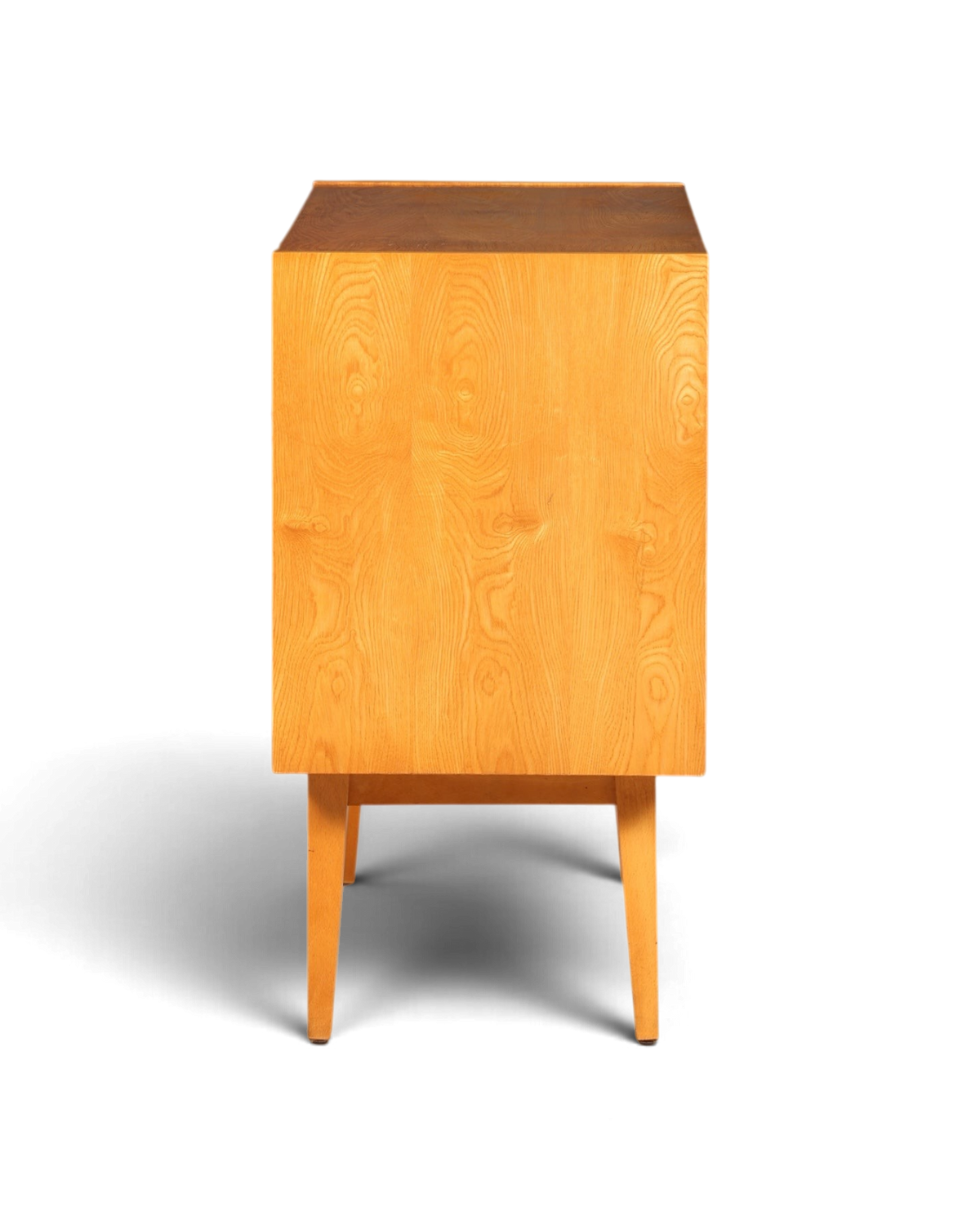 Hauptstadt Möblerei Hellerau Kommode Modell 602 von Franz Ehrlich im Mid-Century-Design, Seitenansicht aus hellem Holz