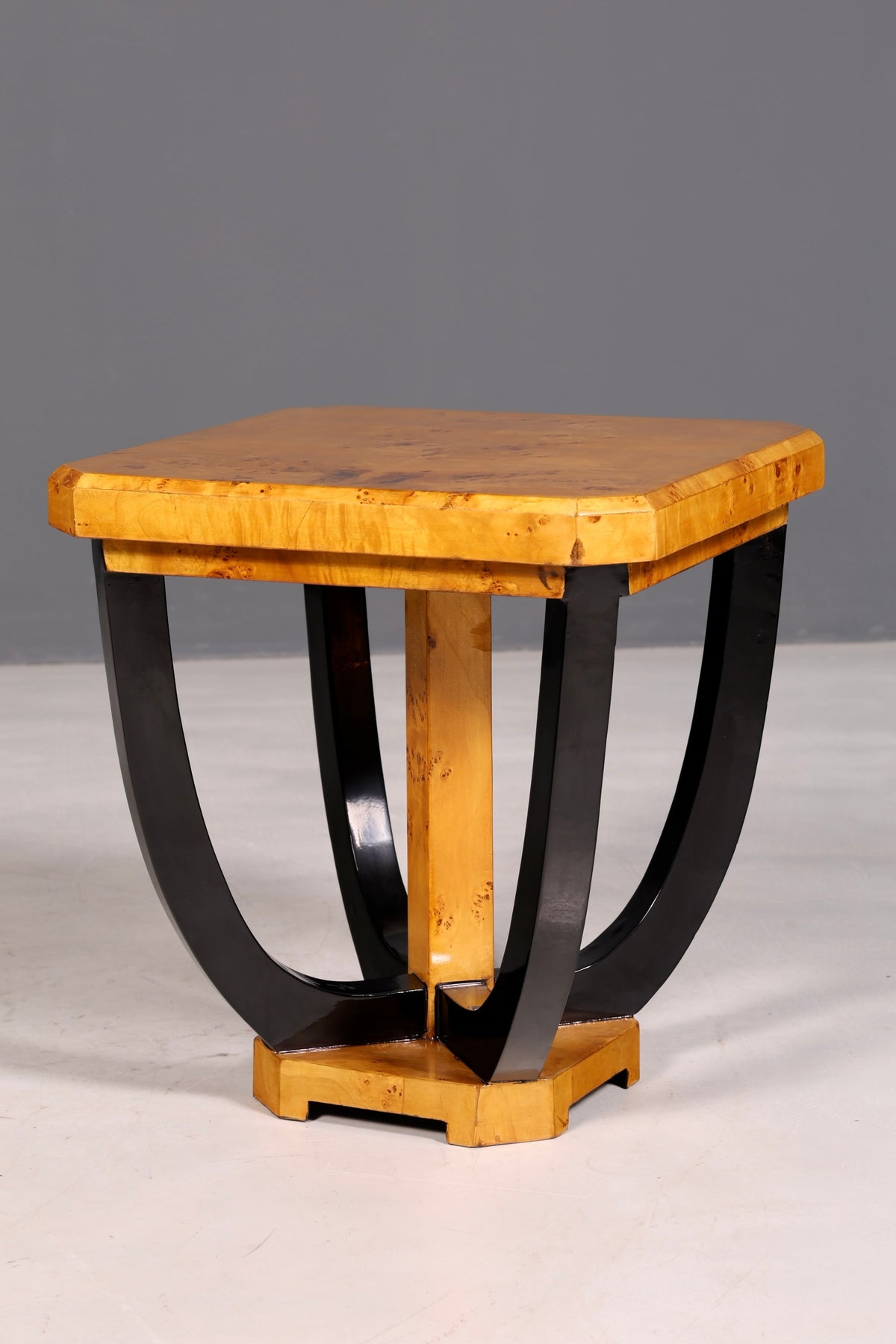 Stylish Art Deco-style luxury coffee table in birch, Biedermeier side table