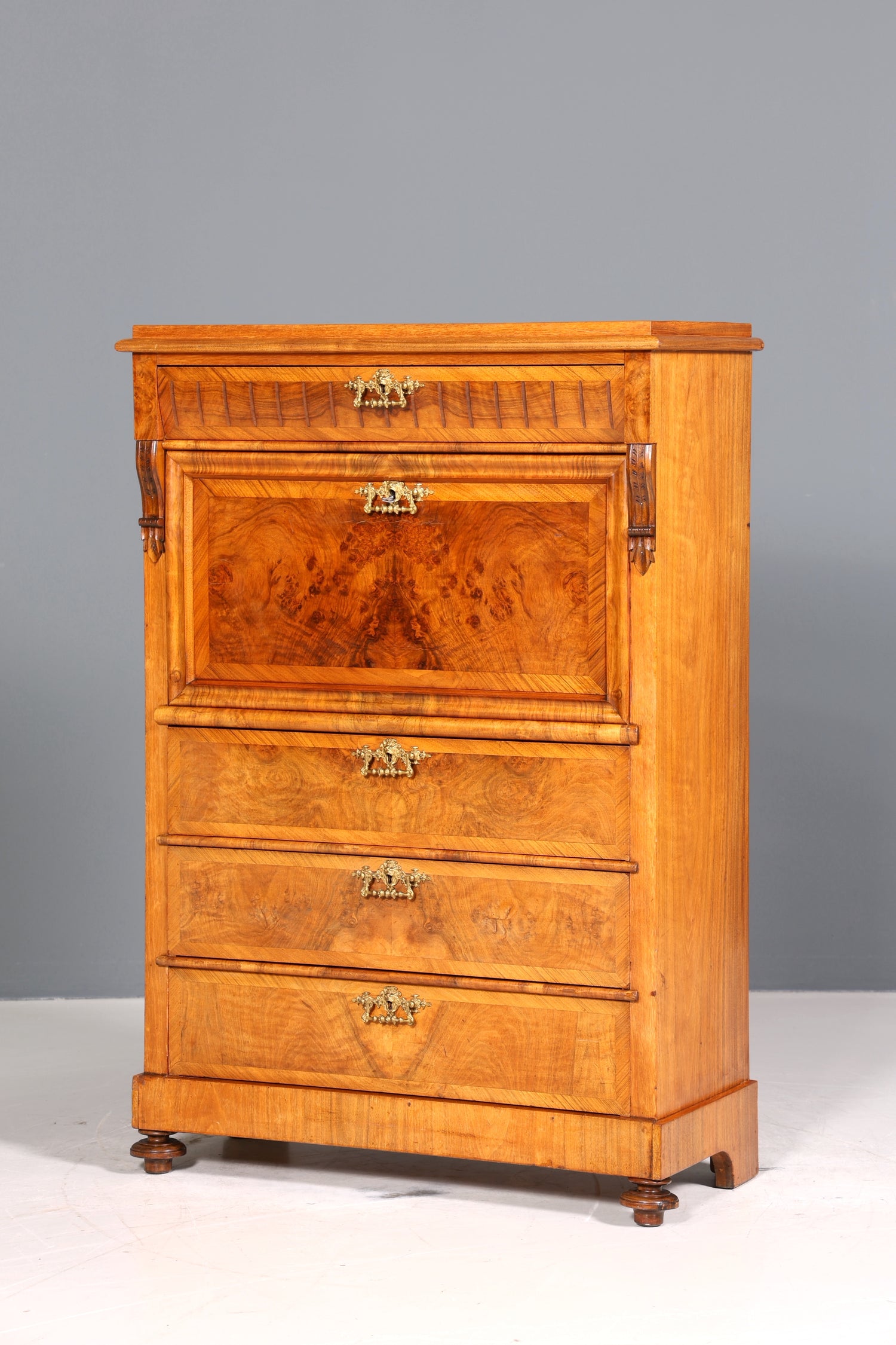 Edler Gründerzeit Sekretär Vertiko Highboard Louis Philippe Kommode Sekretär Schrank um 1880