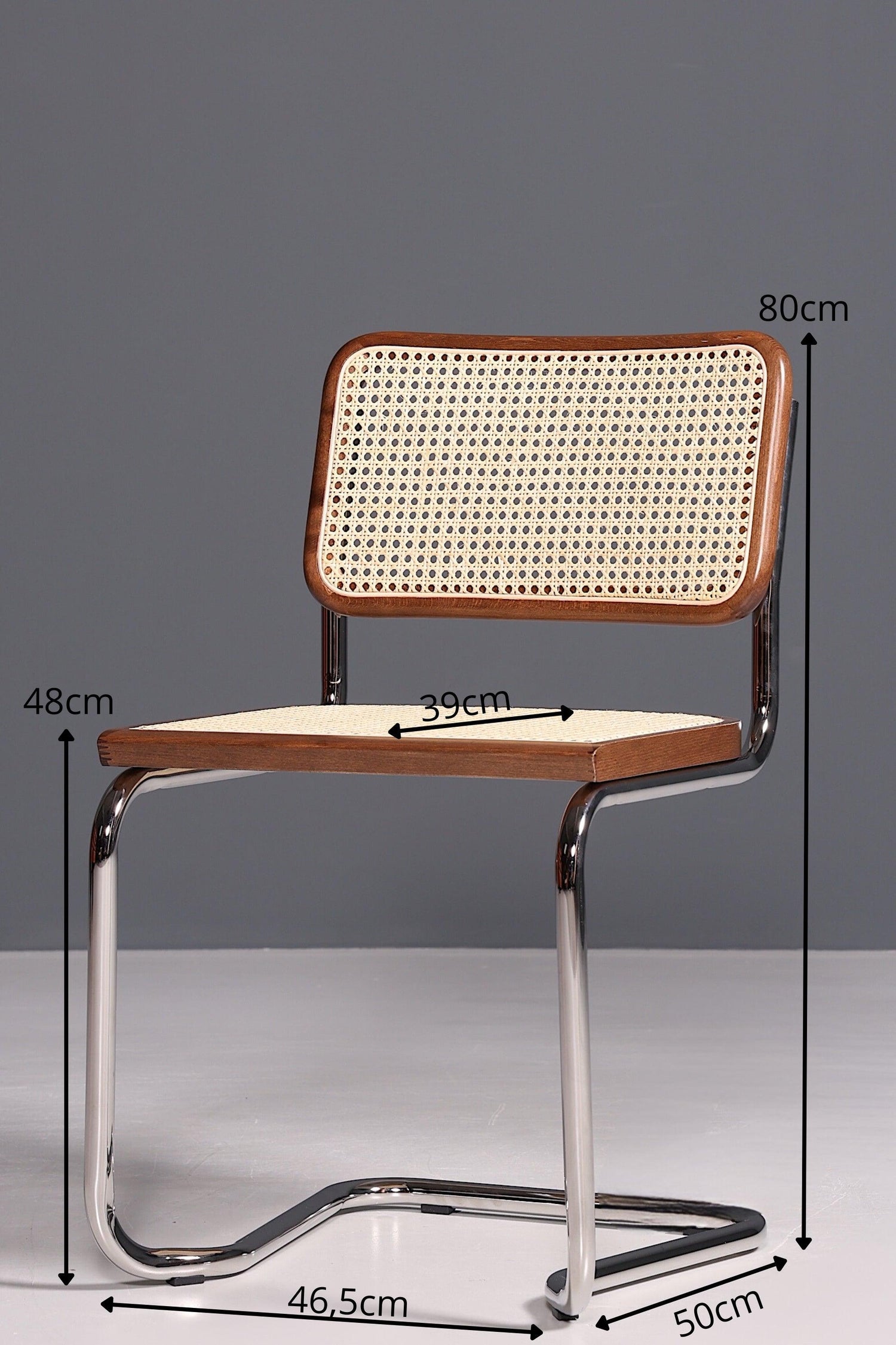 Korbgeflecht Freischwinger Stuhl "Milano" Made in Italy Braun Küchenstuhl Wippstuhl Wiener Geflecht