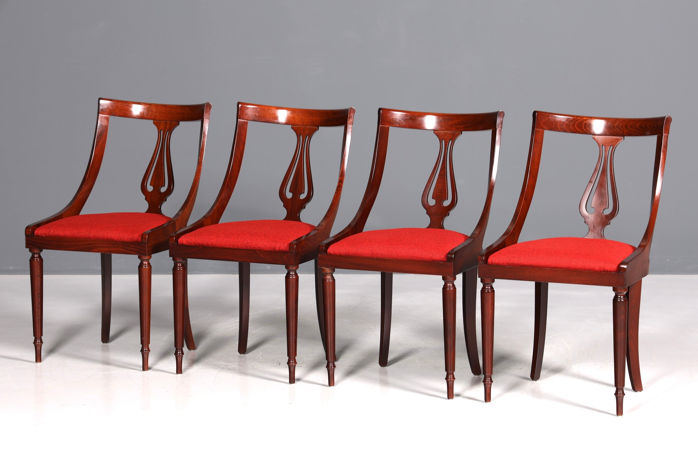 4x Edle Englische Stühle Englisch Gondelstuhl Set Dining Chairs Antik 60s Mahagoni Küchenstühle Stuhlset