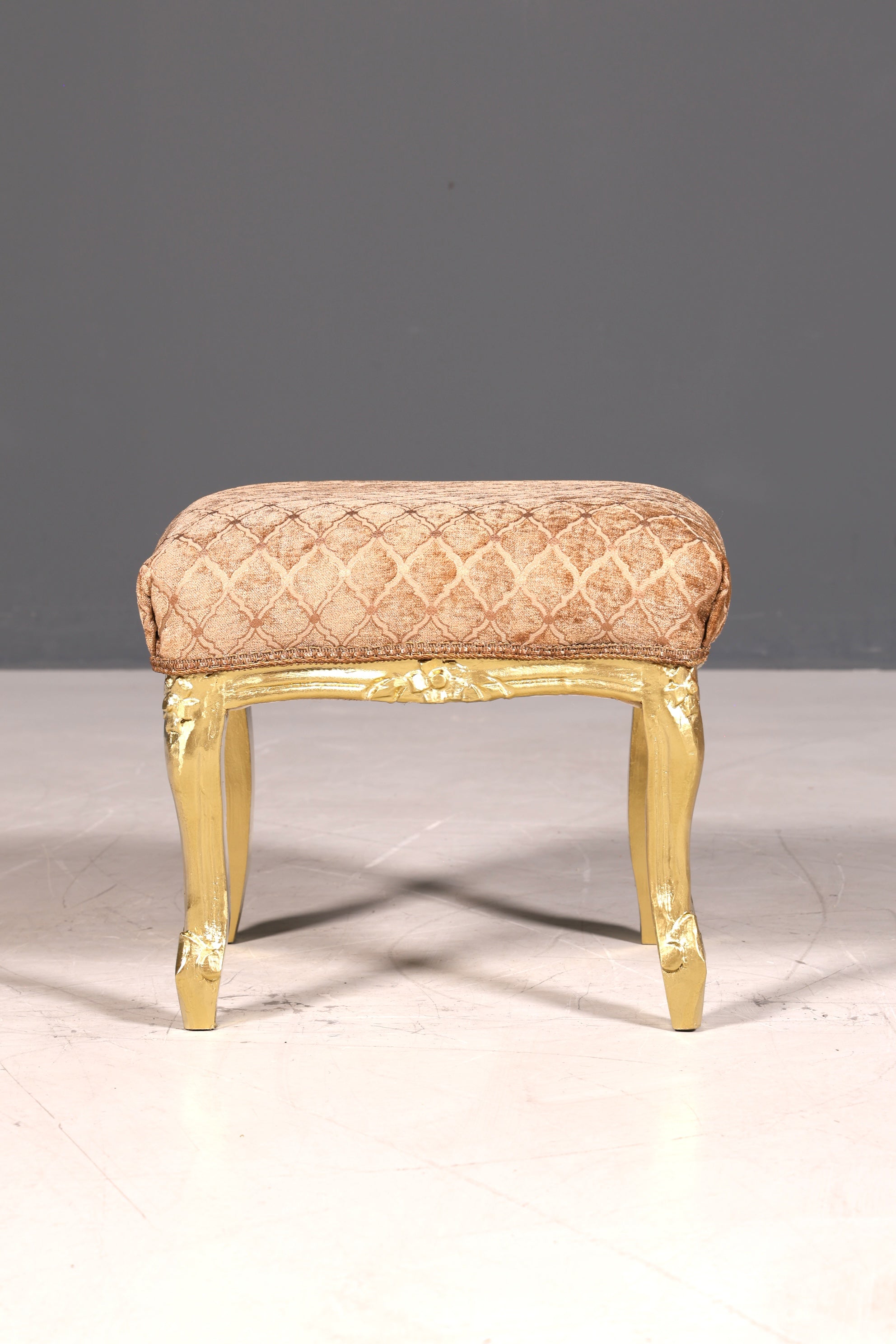 Traumhafter Barock Stil Hocker echt Holz Polster Schemel Fussablage