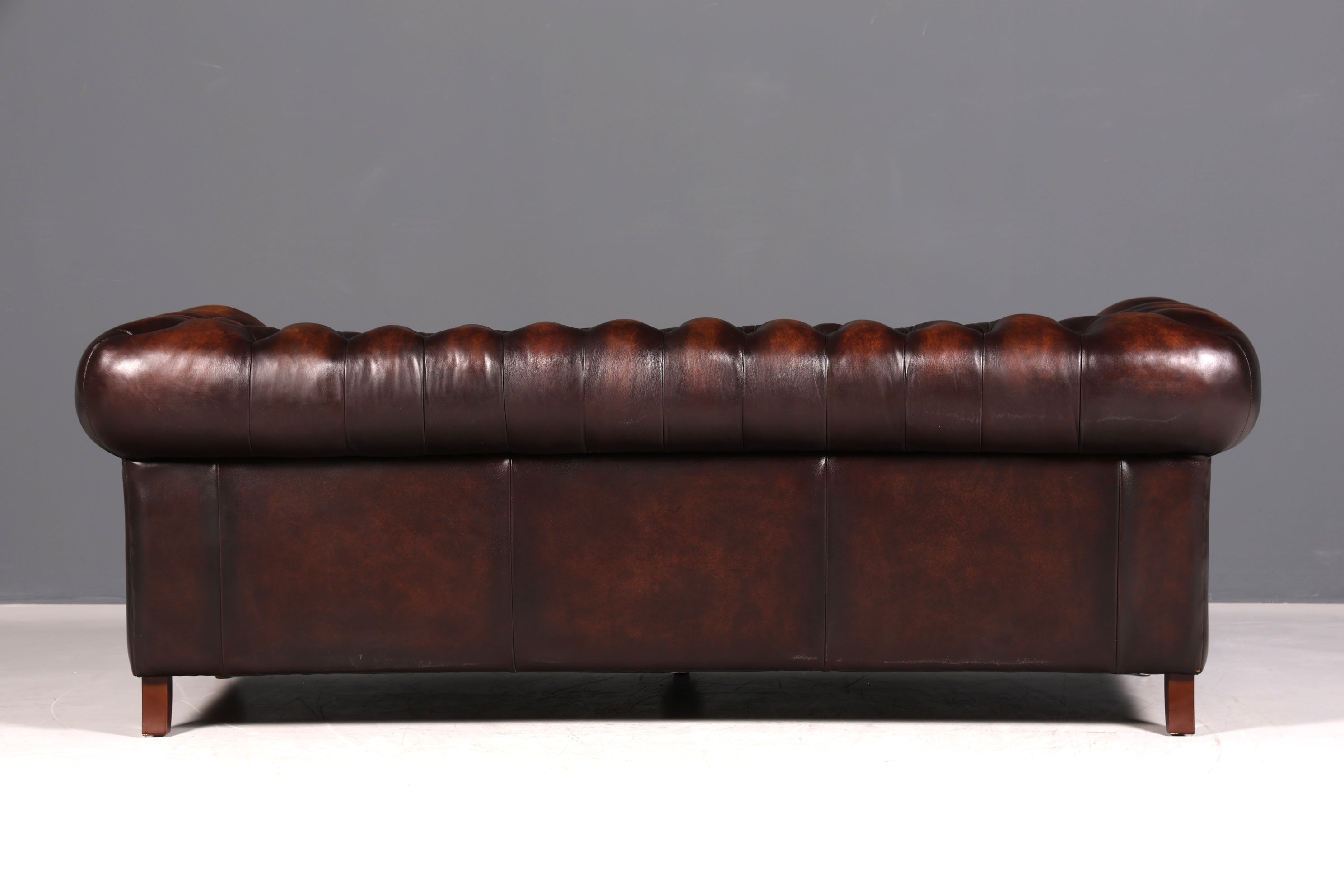 F965 Finish cm Wunderschönes Original Chesterfield 2er Sofa Englisch Oxblood Leder 2- Sitzer Couch