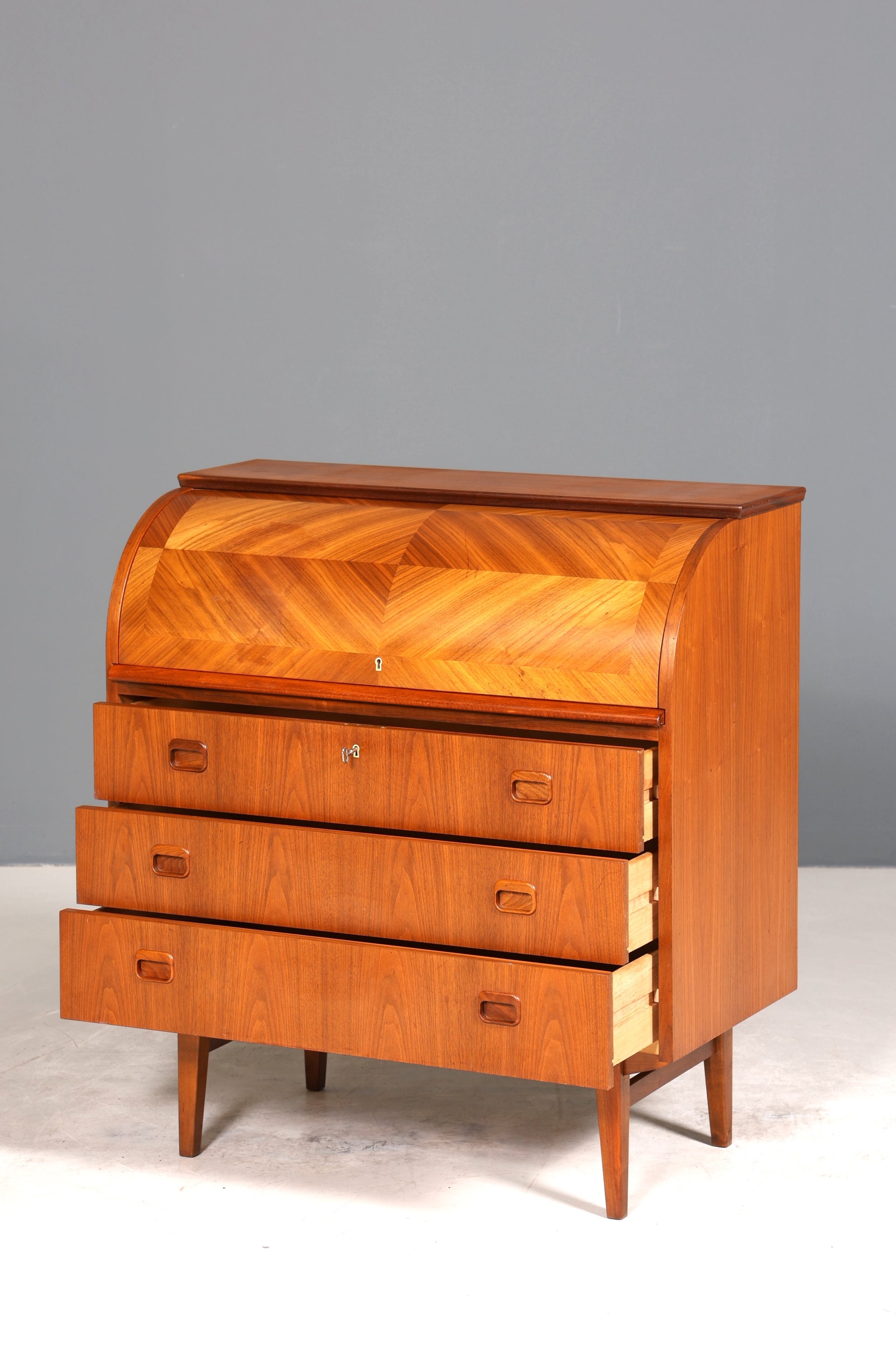 Wunderschöner Mid Century Rollladen Sekretär Danish Design echt Holz Schreibkommode 60er Jahre