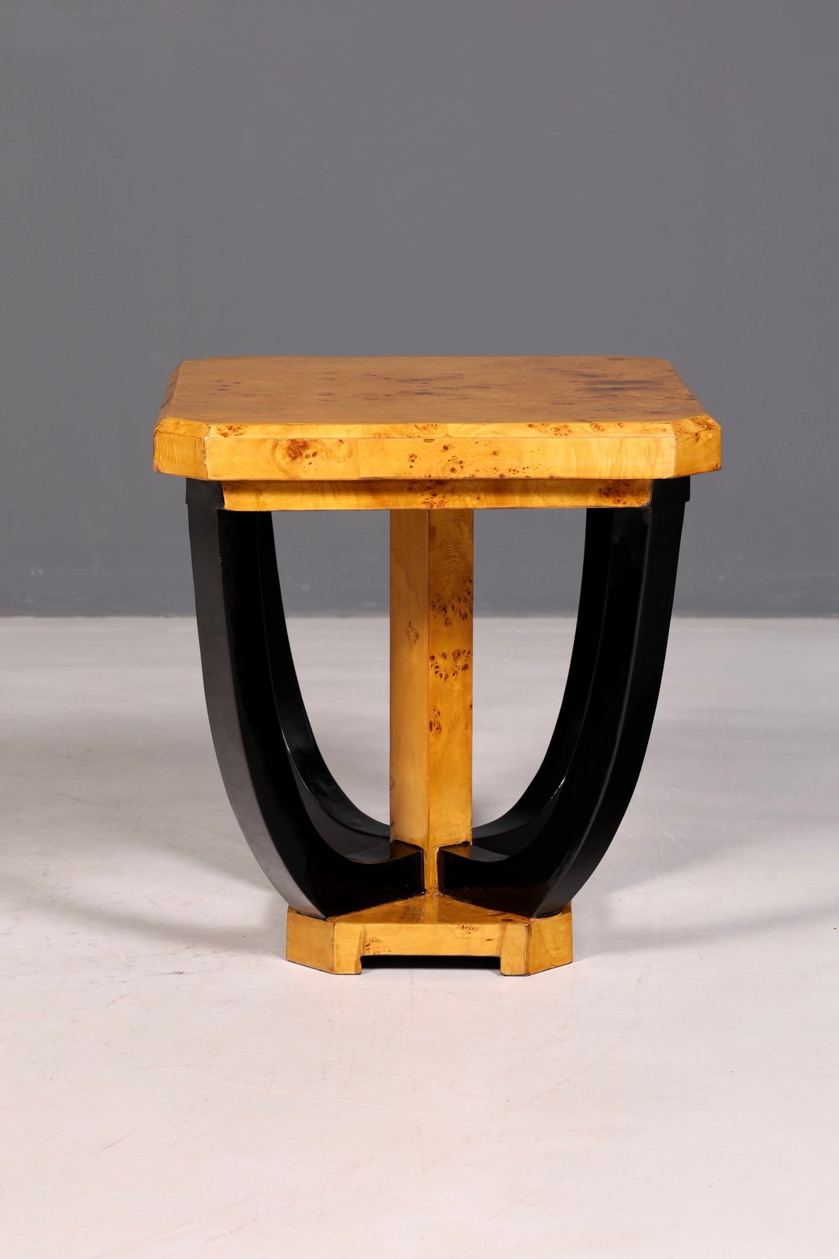 Stylish Art Deco-style luxury coffee table in birch, Biedermeier side table