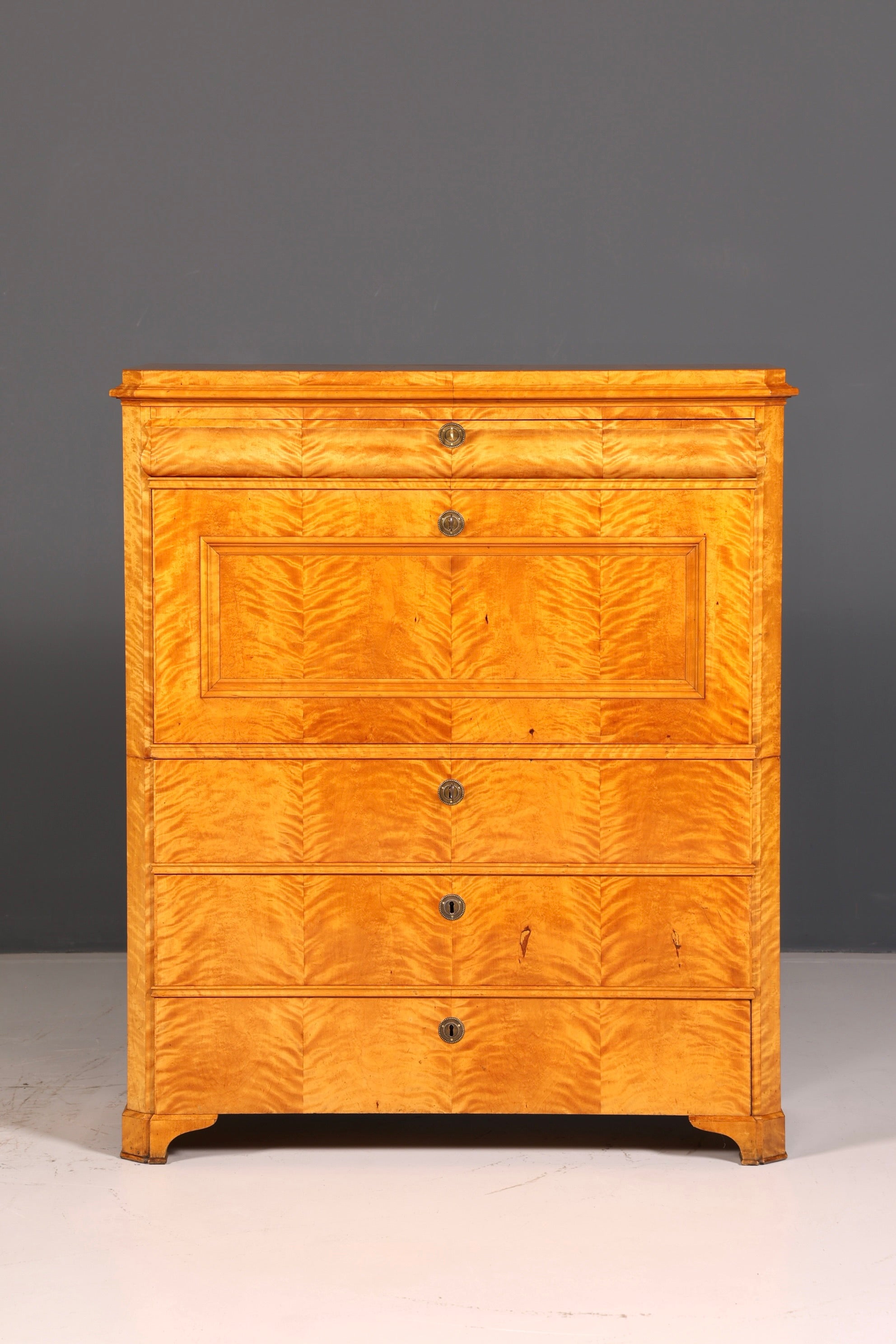 Impressive Biedermeier Secretary Cabinet, Antique Vertiko Chest of Drawers, Office Writing Desk, Sideboard