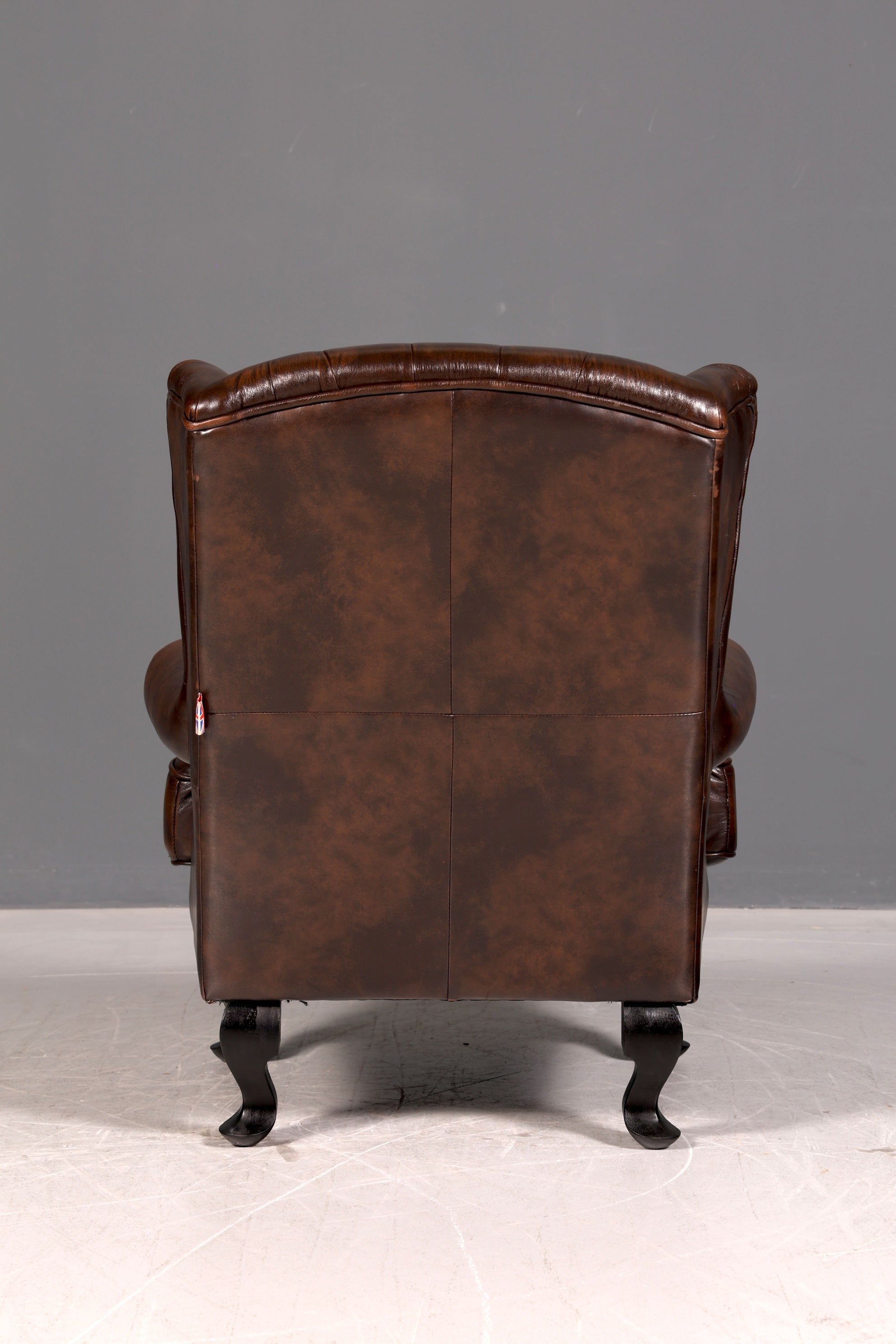 Wunderschöner Original Chesterfield Ohrenbackensessel Echt Leder Englisch Herrensessel Brauner Armlehnsessel UK Relaxsessel