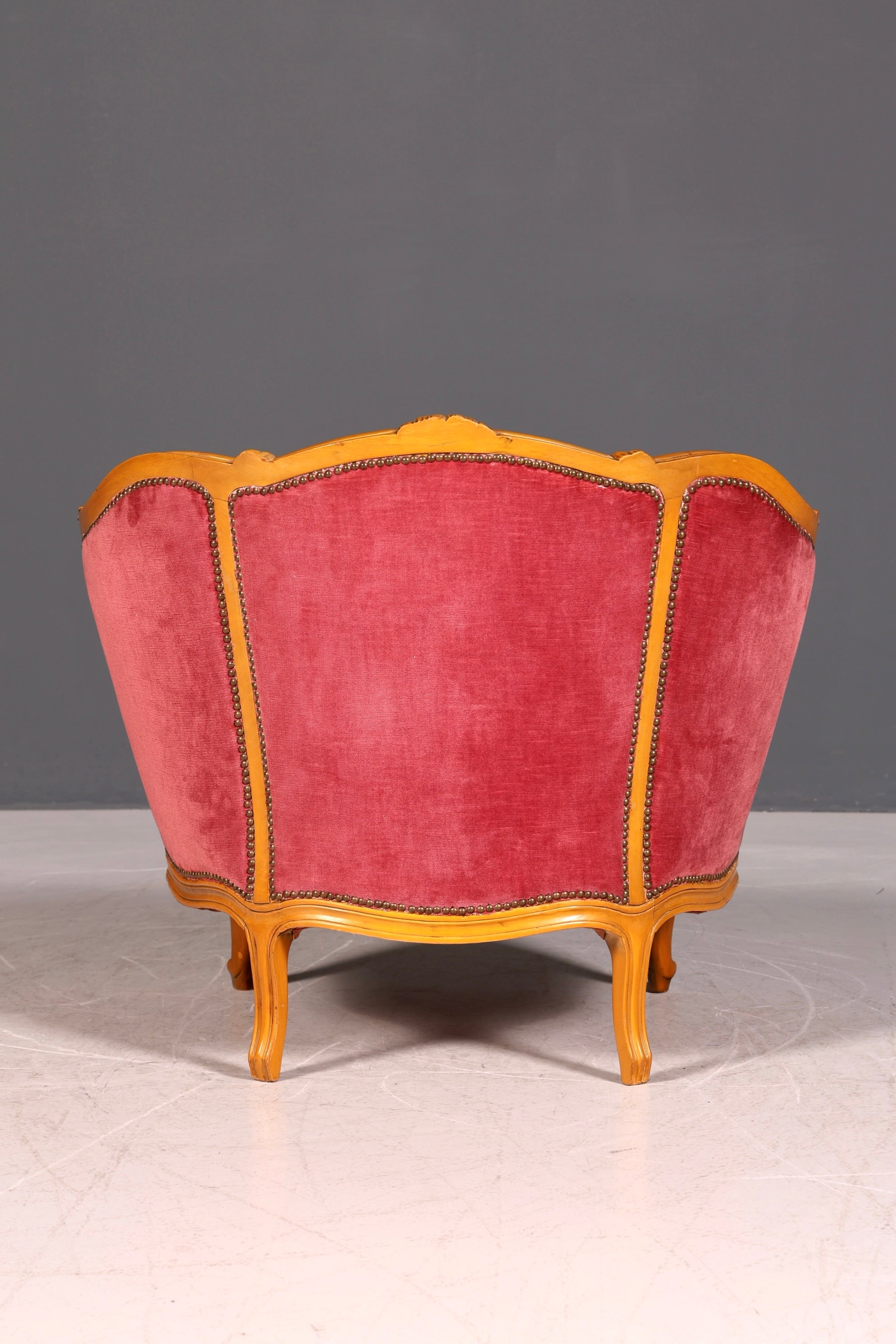 G063 Finish cm Edler Chippendale Armlehnsessel Barock Stil Sessel Armchair Samt Stoff Sessel