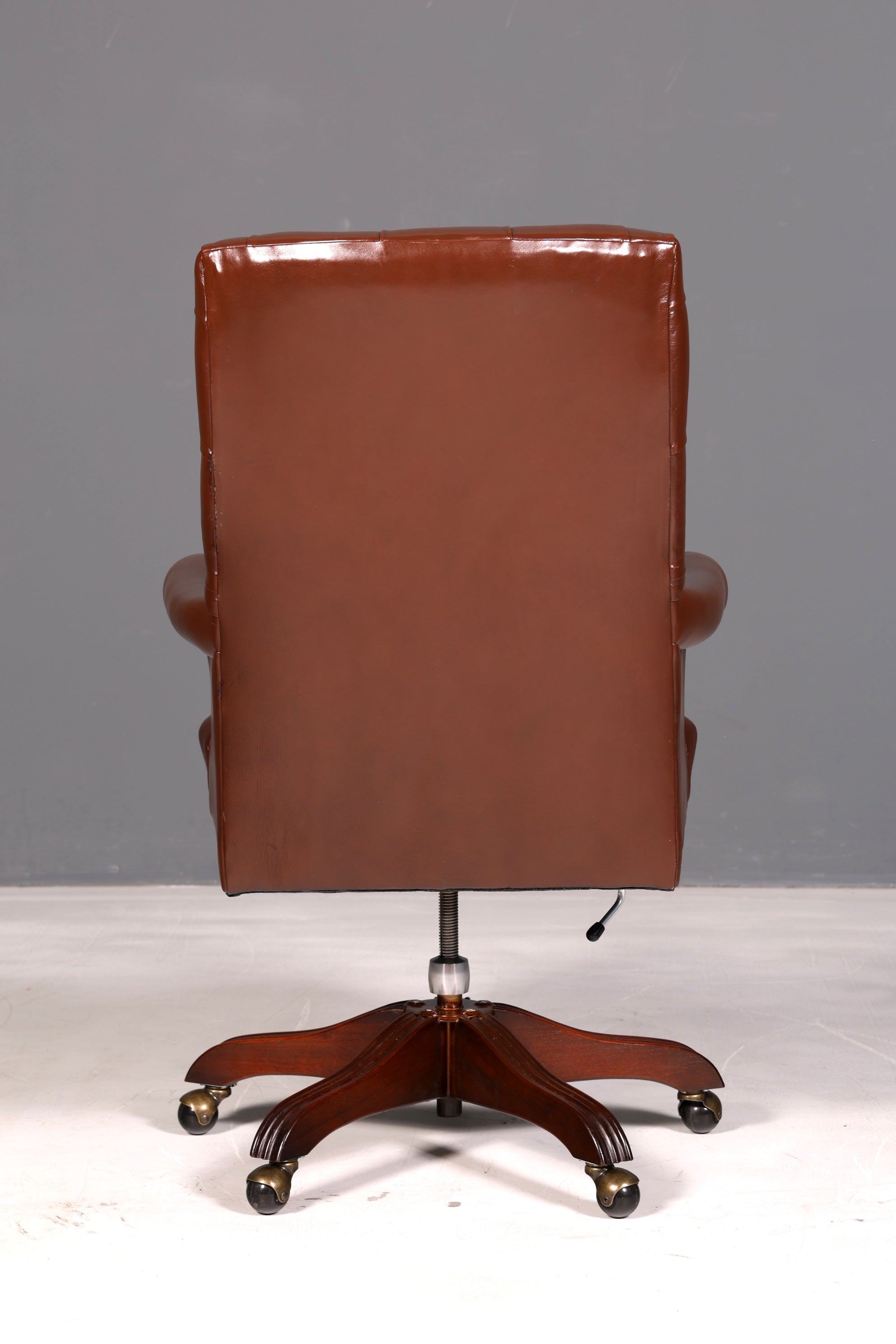 Elegant Chesterfield executive chair, office chair, genuine brown leather, swivel chair, desk chair, office armchair