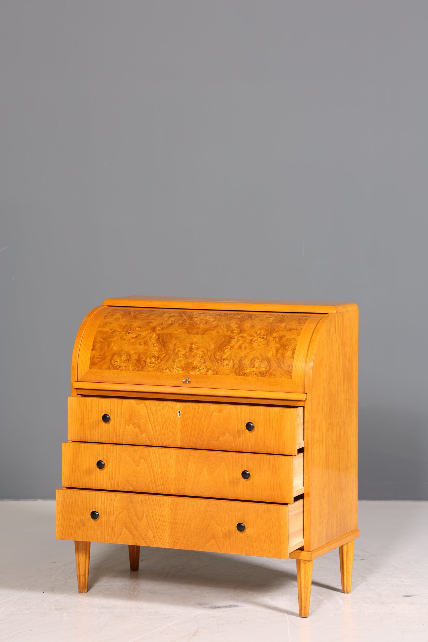 Traumhafter Mid Century Rollladen Sekretär echt Holz Büro Schrank Vintage Schreibkommode