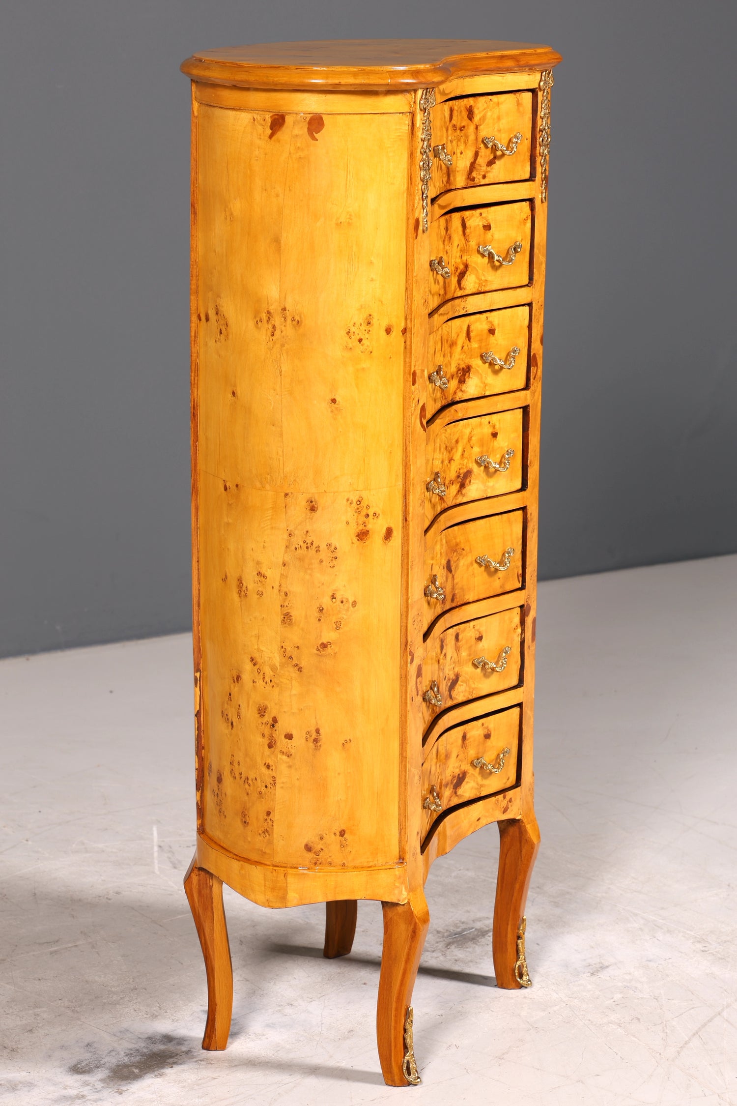 Wunderschöne Barock Louis XV Highboard Kommode Birke Vertiko Biedermeier Stil Schubladenkommode