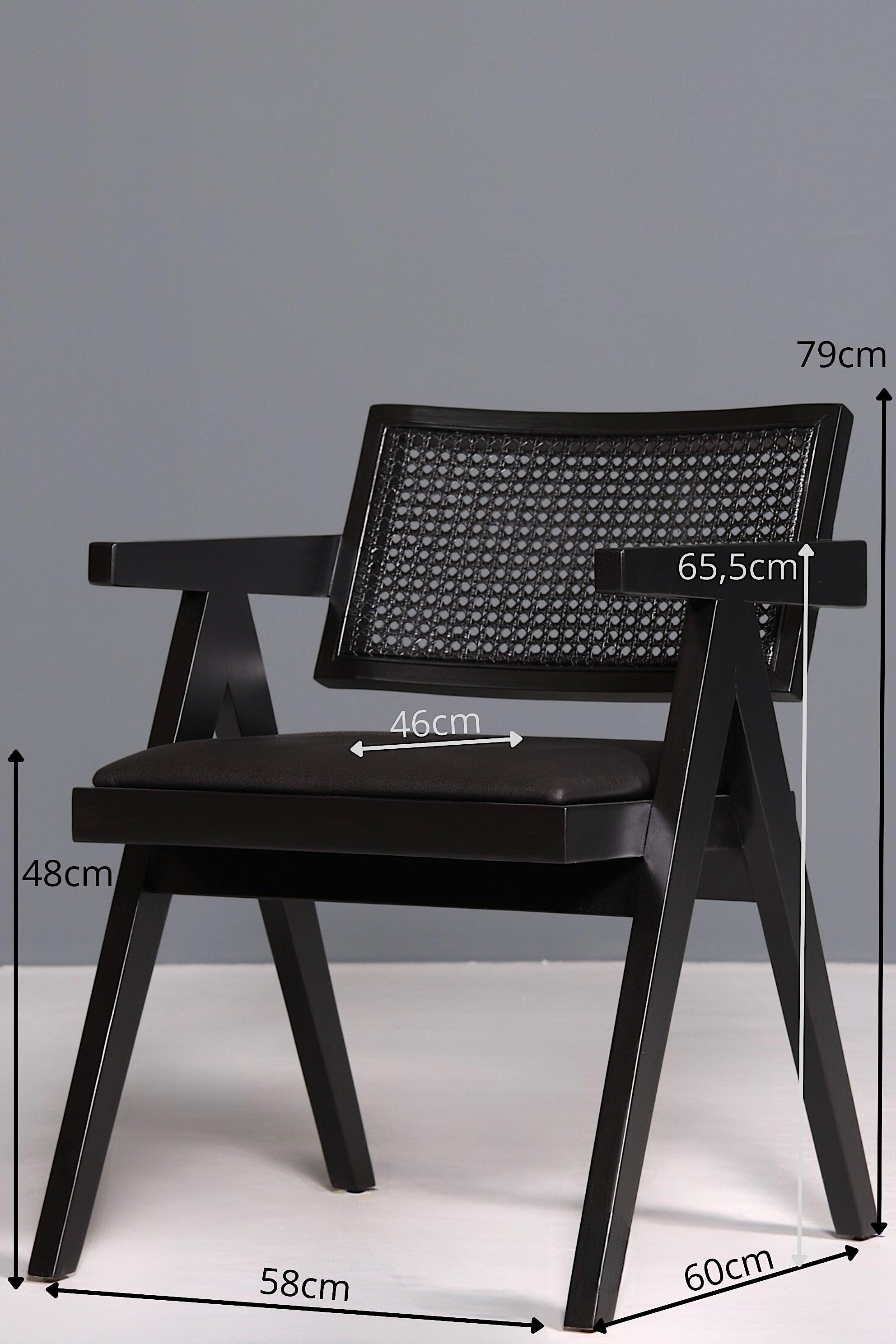 Sehr edler Korbgeflecht Stuhl "Vienna Black +" Armlehnsessel Bauhaus Relax Lounge Chair Stuhl Esszimmer Stuhl Küchenstuhl