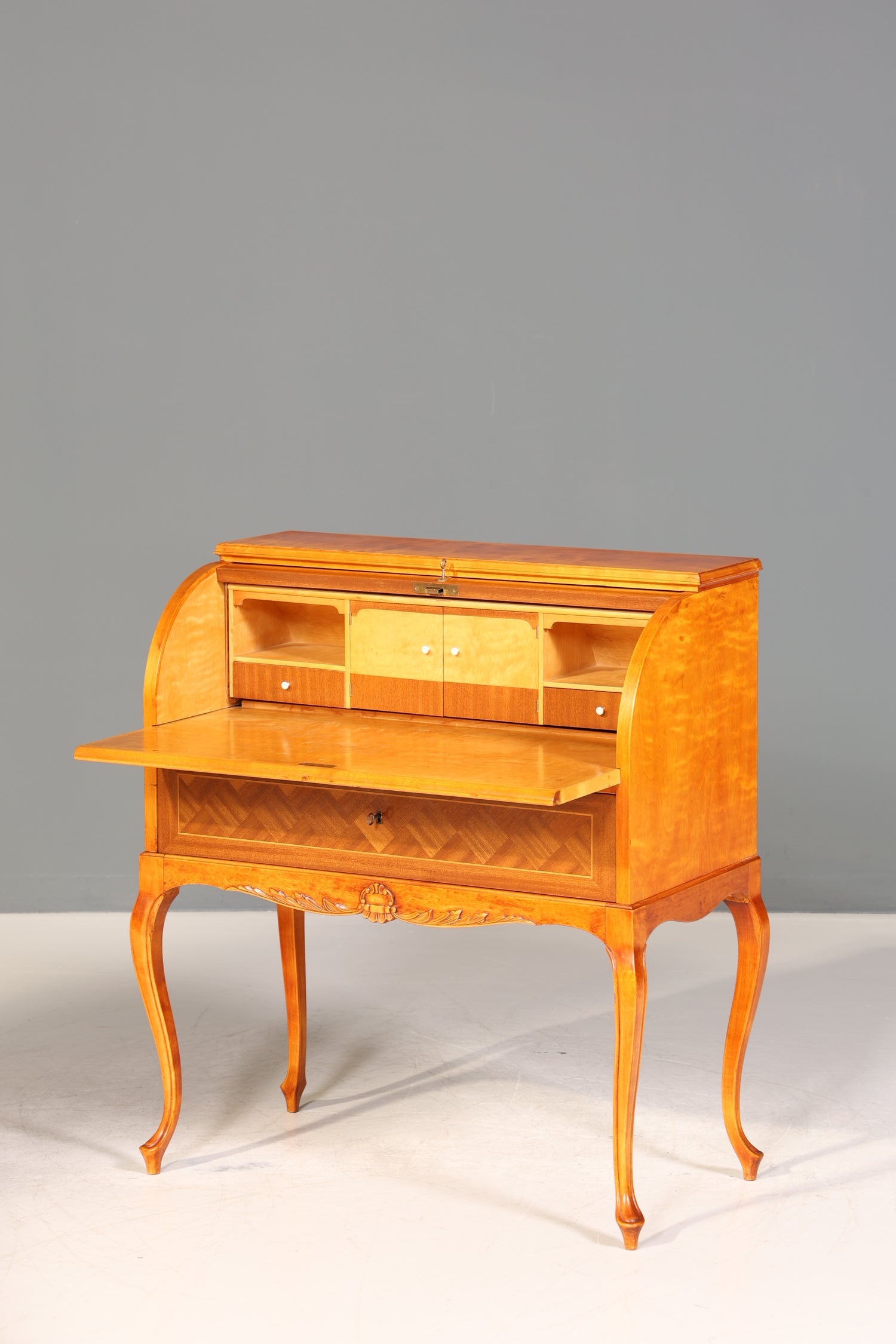 Wunderschöner Rollladen Sekretär Chippendale Stil um 1940 Büro Kommode Schreibkommode