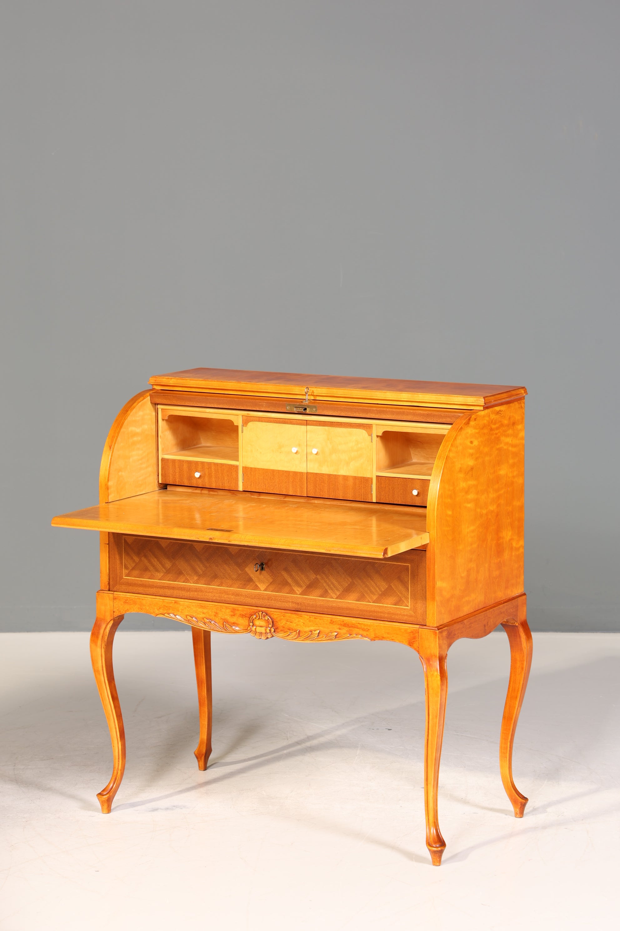 Wunderschöner Rollladen Sekretär Chippendale Stil um 1940 Büro Kommode Schreibkommode