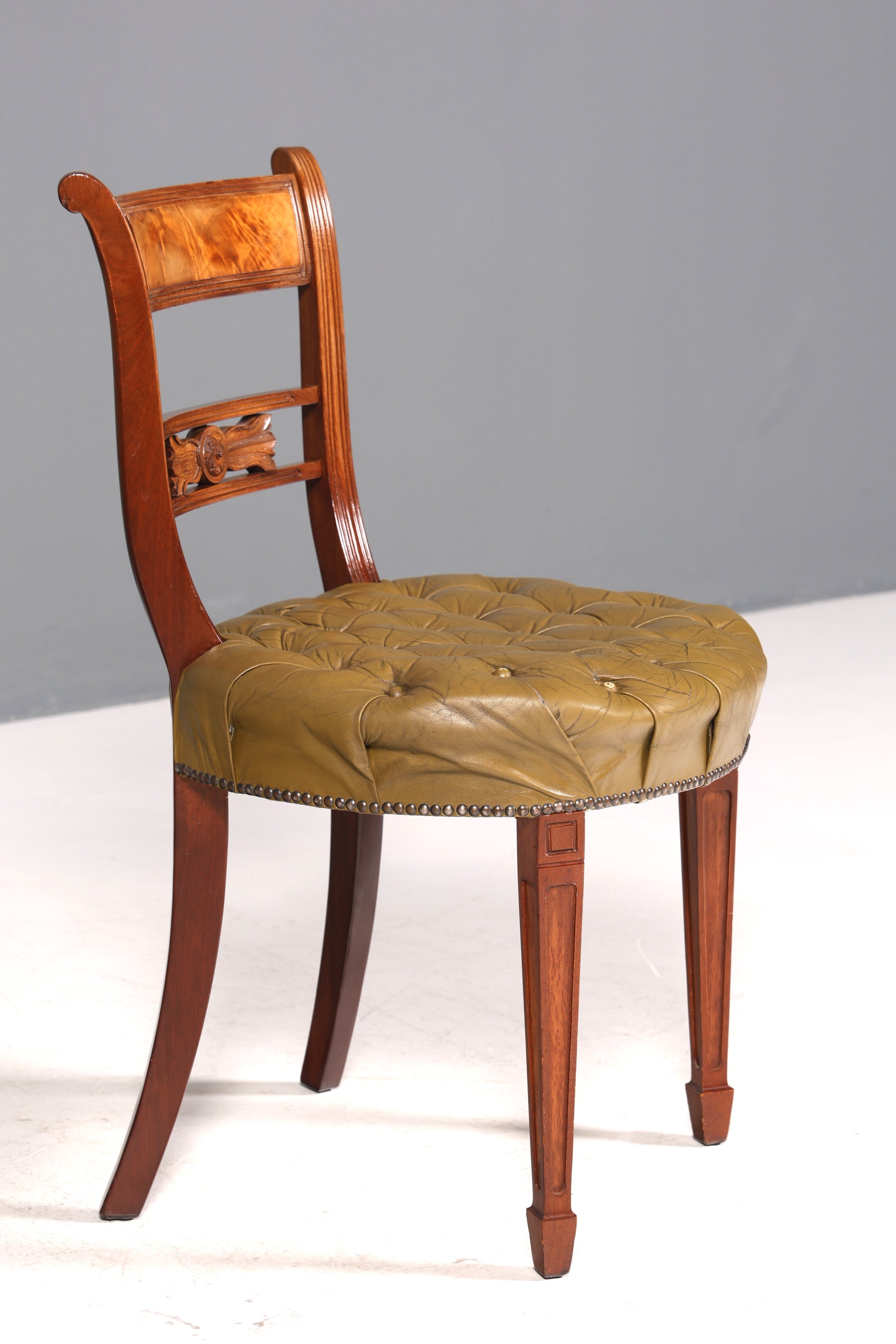 Wunderschöner Chesterfield Stuhl Anno Dom Sekretär Stuhl Englisch echt Leder Küchenstuhl 4 von 4