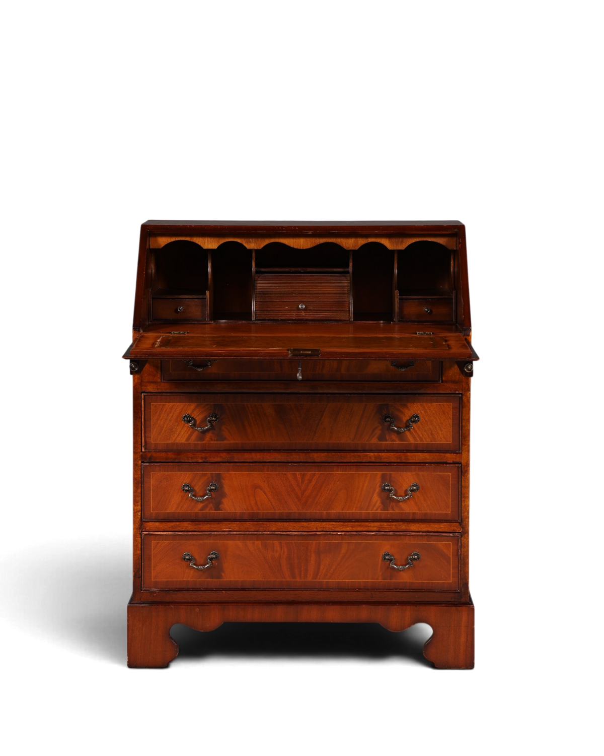 Hauptstadt Möblerei antiker englischer Sekretär aus Holz mit ausklappbarer Schreibfläche und dekorativen Schubladen