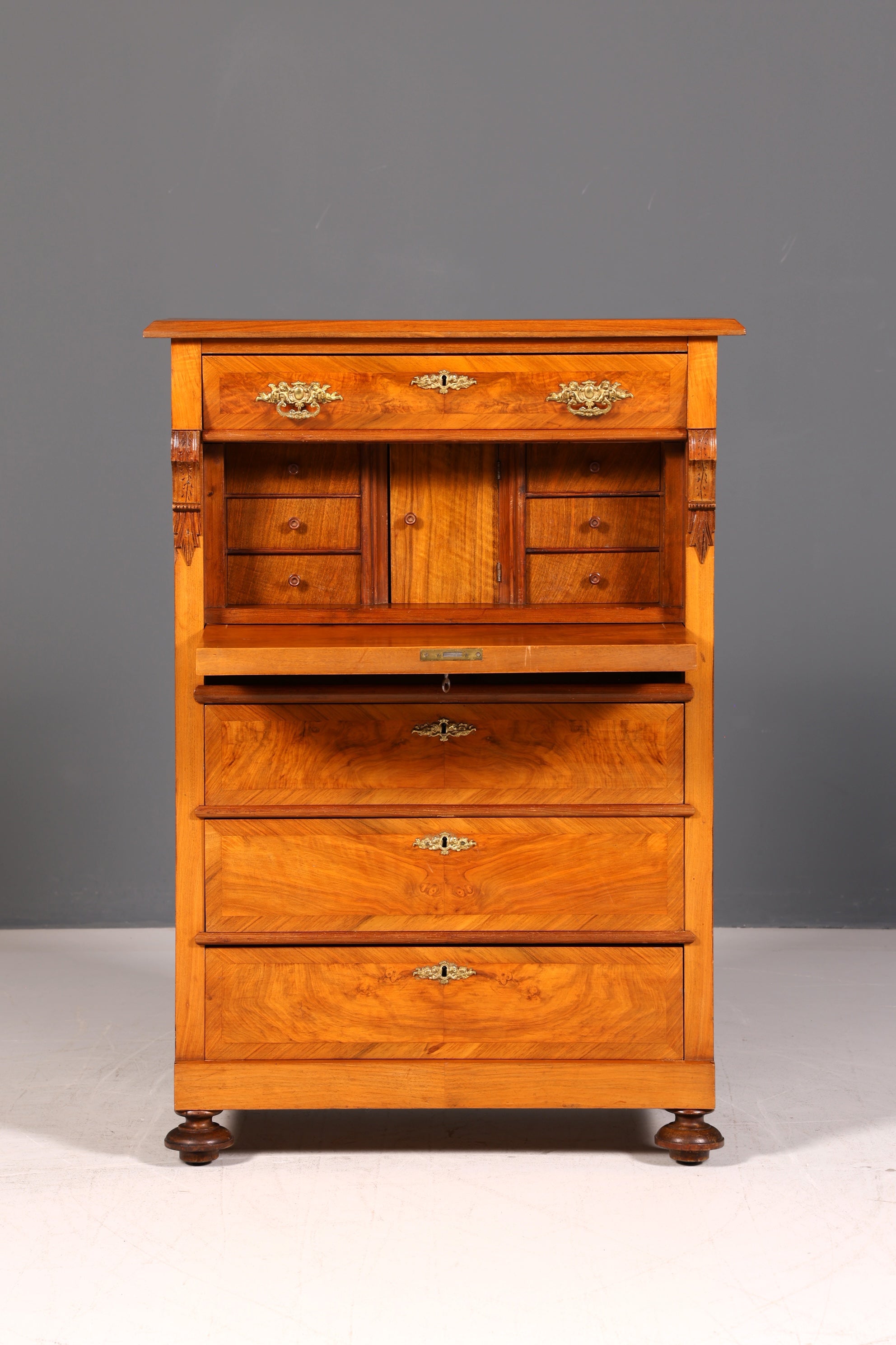 Edler Gründerzeit Sekretär Vertiko Highboard Louis Philippe Kommode Antik um 1880 Schreibsekretär