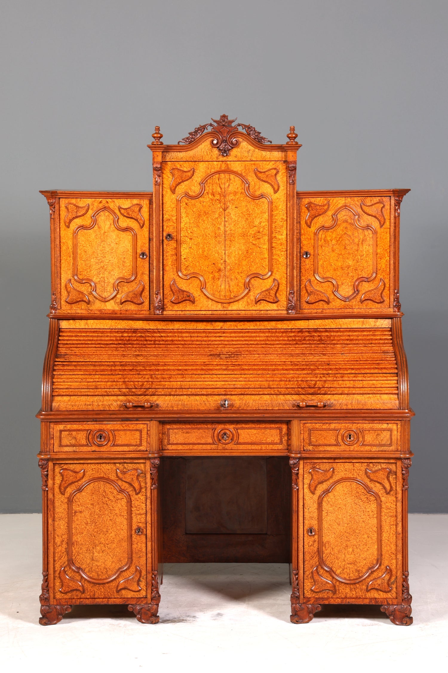 Beeindruckender Louis Philippe Sekretär Antik Rollladen Sekretär Schreibtisch Nussbaum Aufsatzsekretär