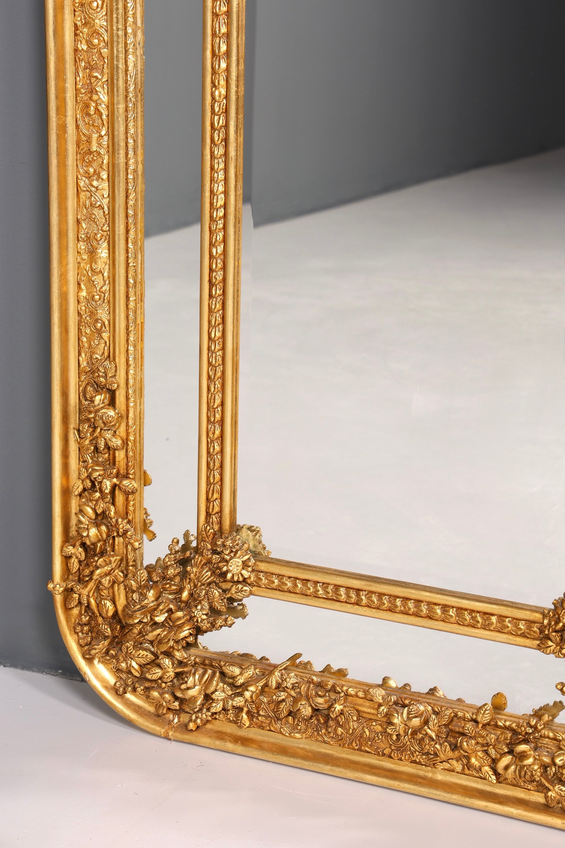 Aussergewöhnlicher Prunk Barock Stil Standspiegel Antik Stil Gold Ornament Flurspiegel Spiegel