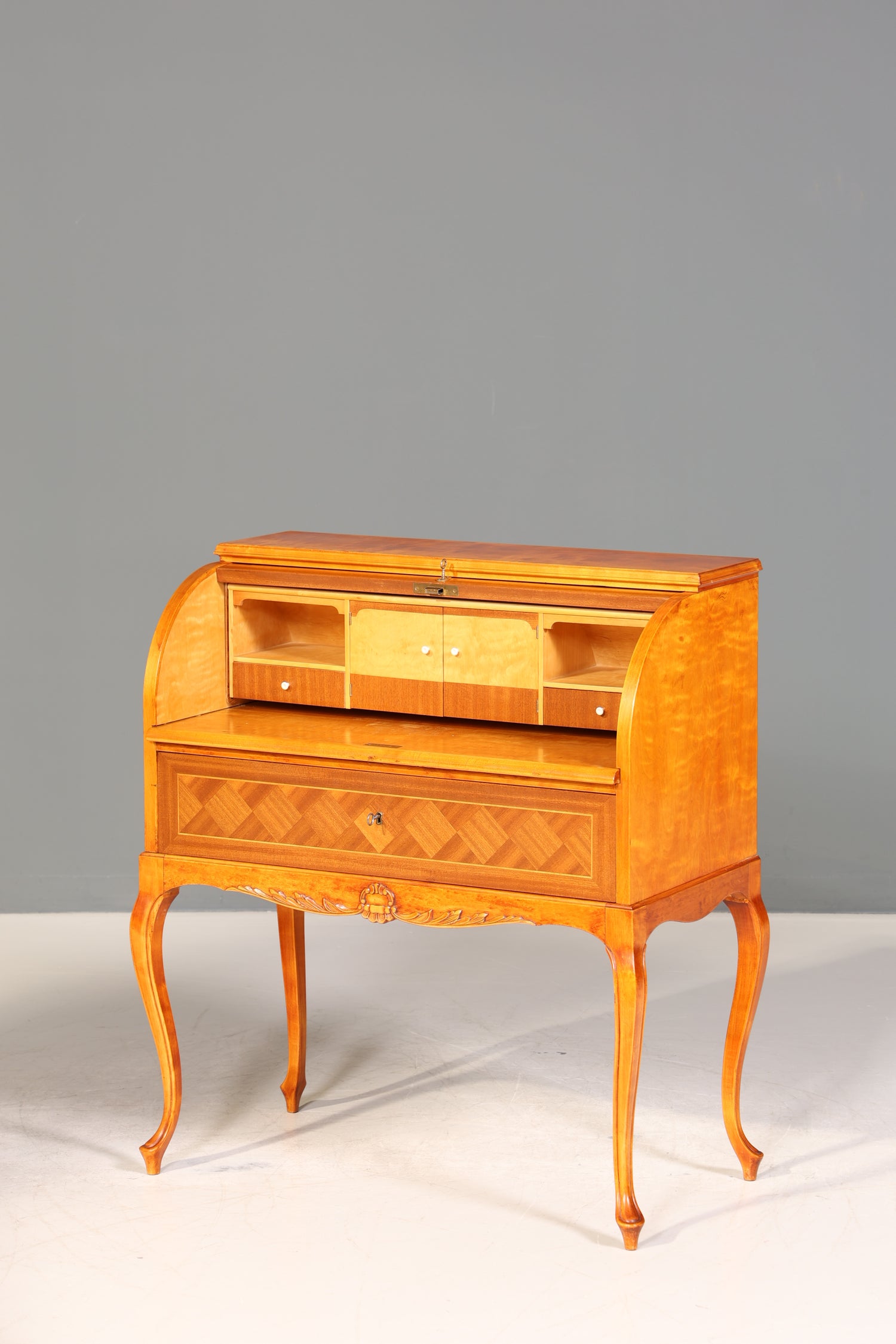 Wunderschöner Rollladen Sekretär Chippendale Stil um 1940 Büro Kommode Schreibkommode