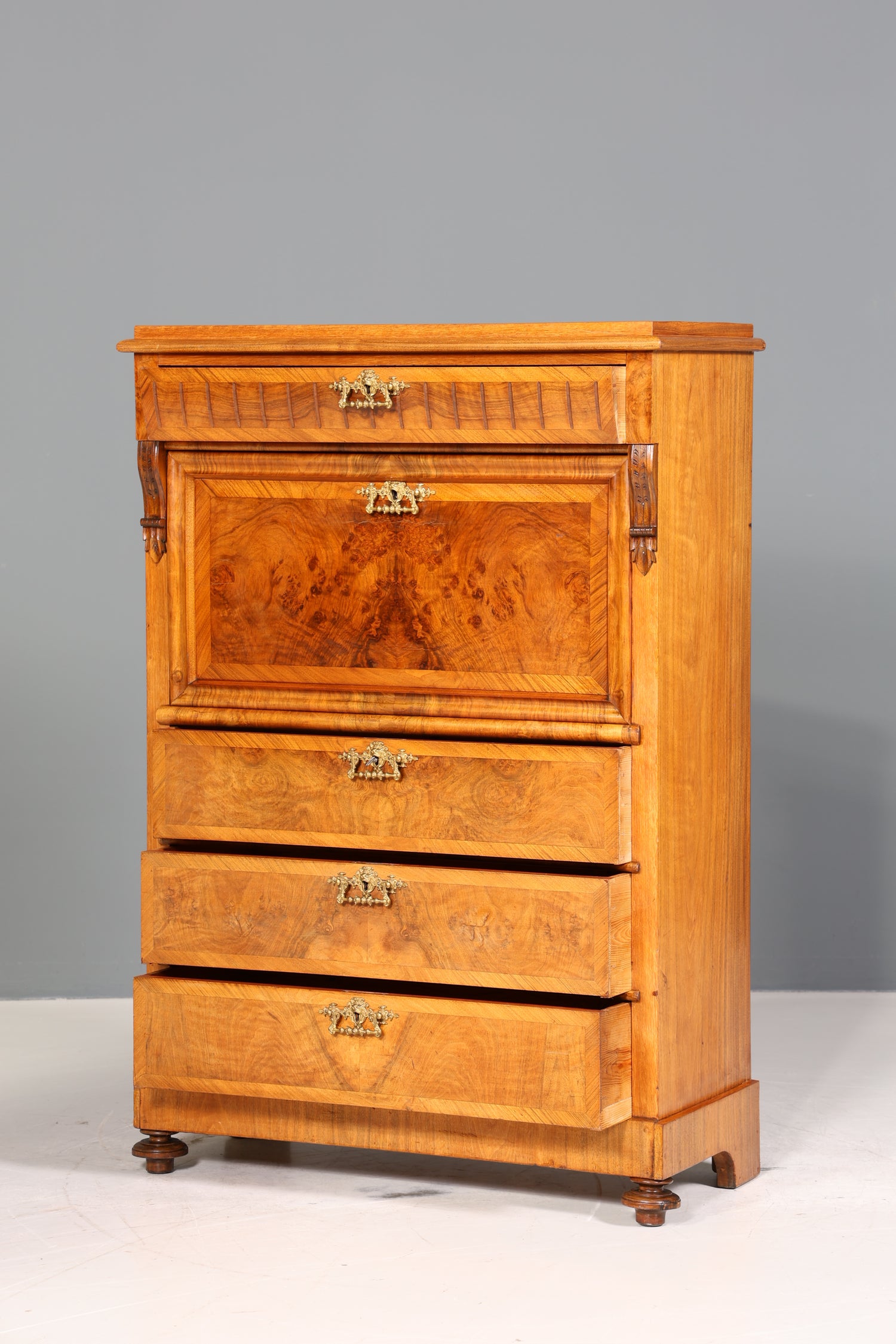 Edler Gründerzeit Sekretär Vertiko Highboard Louis Philippe Kommode Sekretär Schrank um 1880