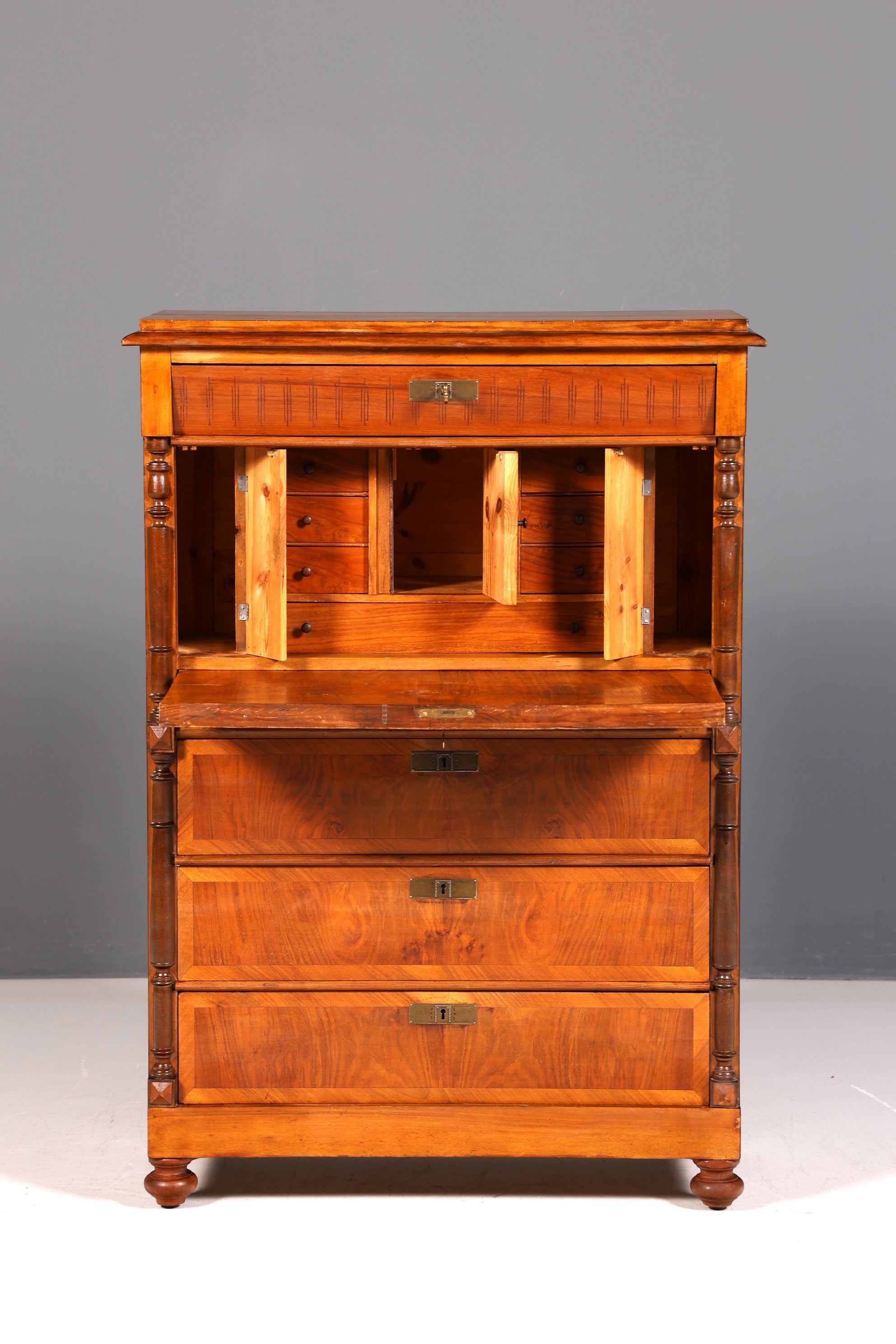 Edler Gründerzeit Sekretär Vertiko Highboard Louis Philippe Kommode Antik um 1880 Schreibsekretär