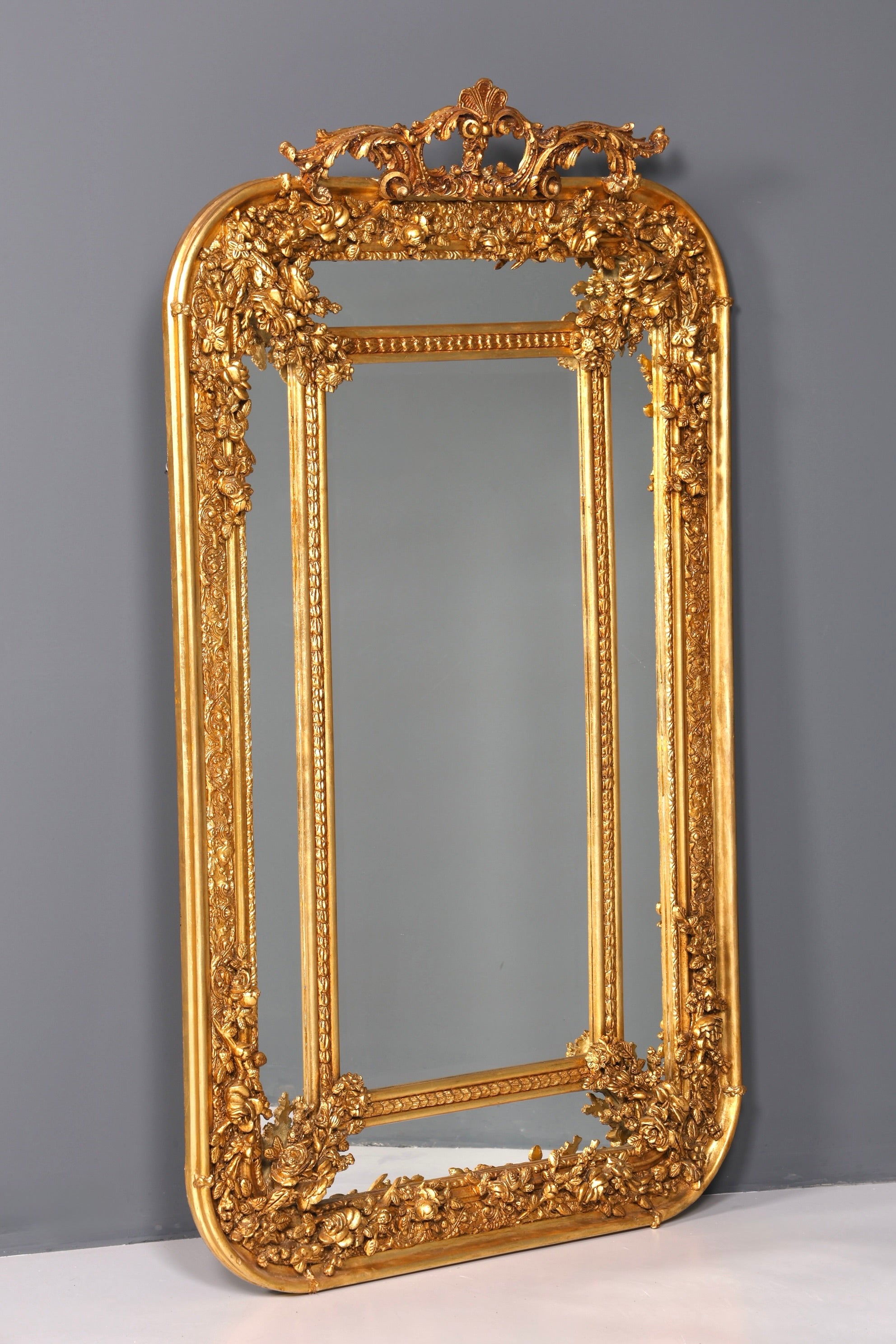 Aussergewöhnlicher Prunk Barock Stil Standspiegel Antik Stil Gold Ornament Flurspiegel Spiegel